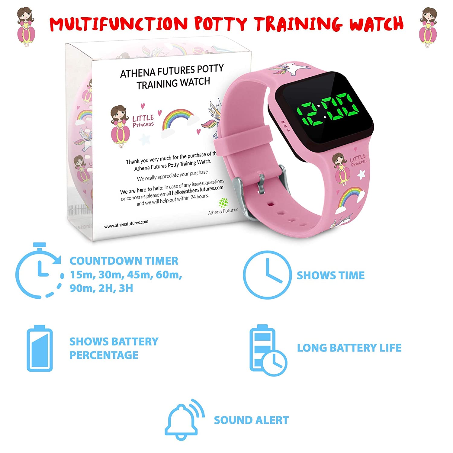 Potty Training Count Down Timer Watch - Princess Pink and Potty Training Chart for Toddlers - Dinosa