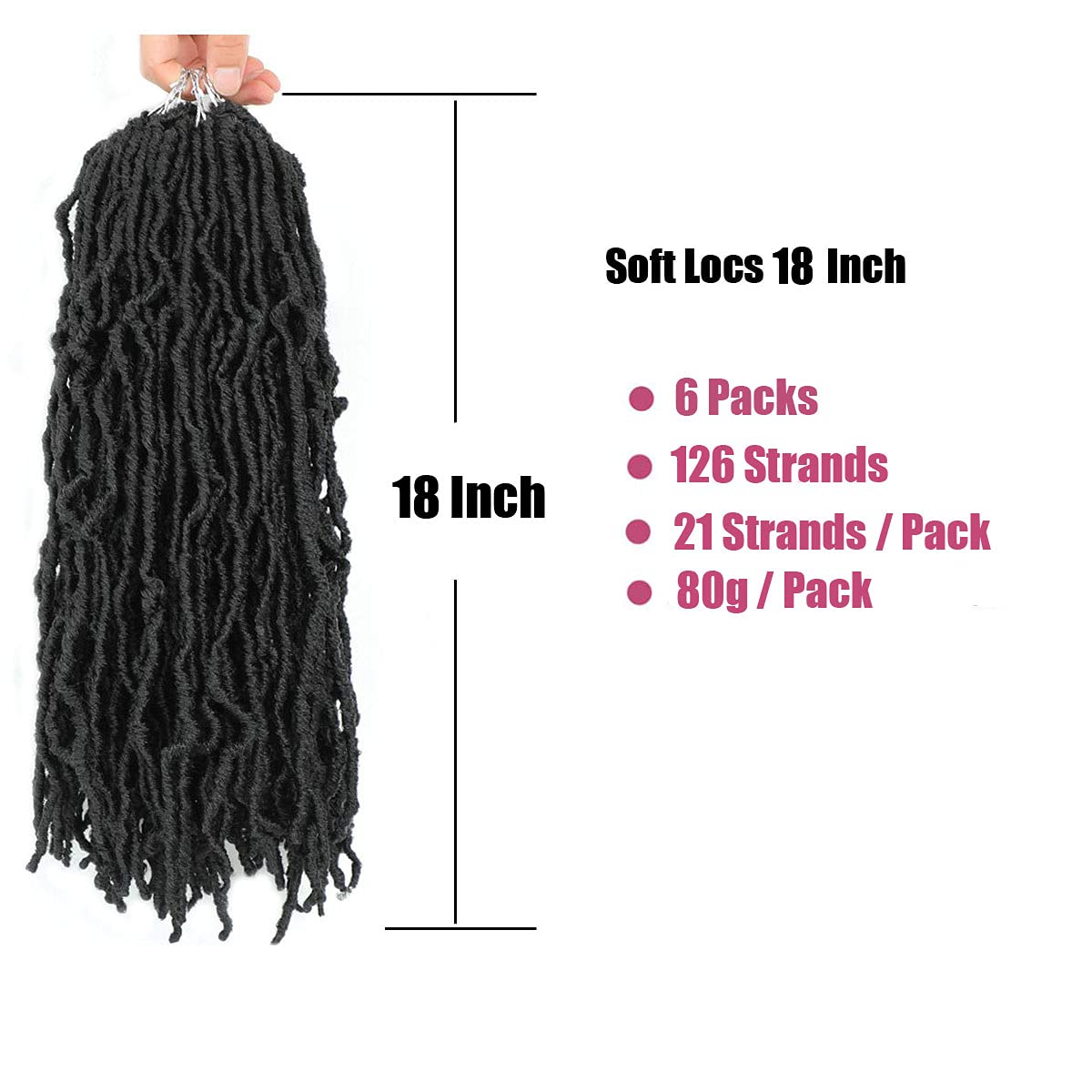 Soft Locs Crochet Hair 18 Inch 6 Packs New Faux Locs Pre-looped Goddess Locs Super Lightweight Synth