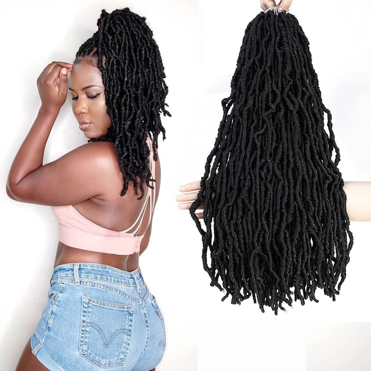 Soft Locs Crochet Hair 18 Inch 6 Packs New Faux Locs Pre-looped Goddess Locs Super Lightweight Synth