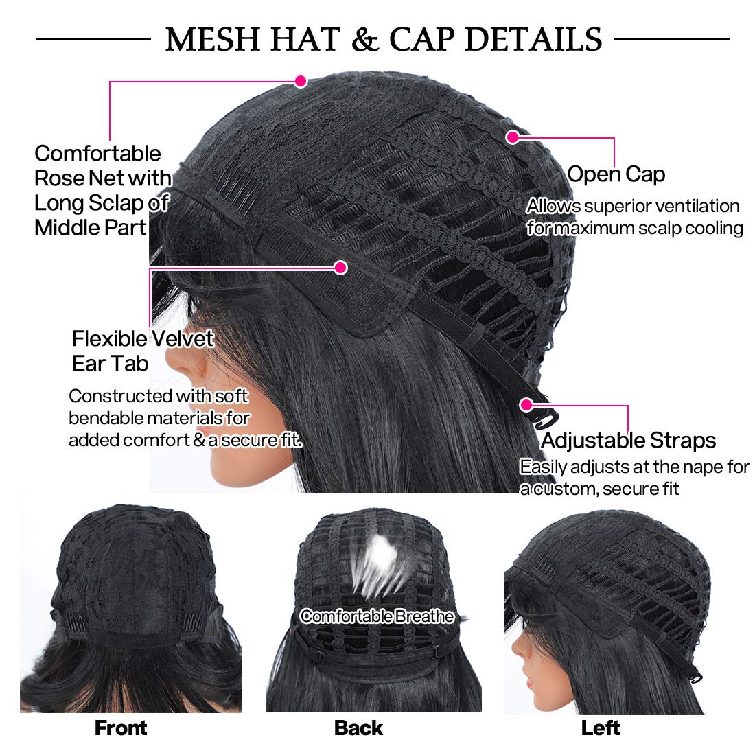 GetGal Black Loose Curly Synthetic Wigs for Fashion Women 24 inch Natural Looking Hair Colorful Wigs
