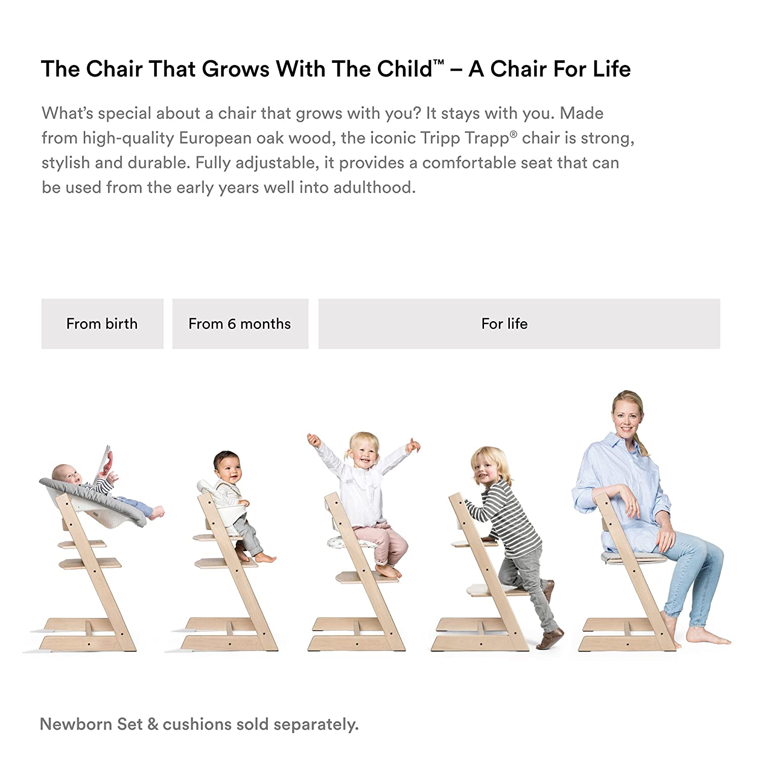 Tripp Trapp High Chair from Stokke, Oak Black - Adjustable, Convertible Chair for Toddlers, Children