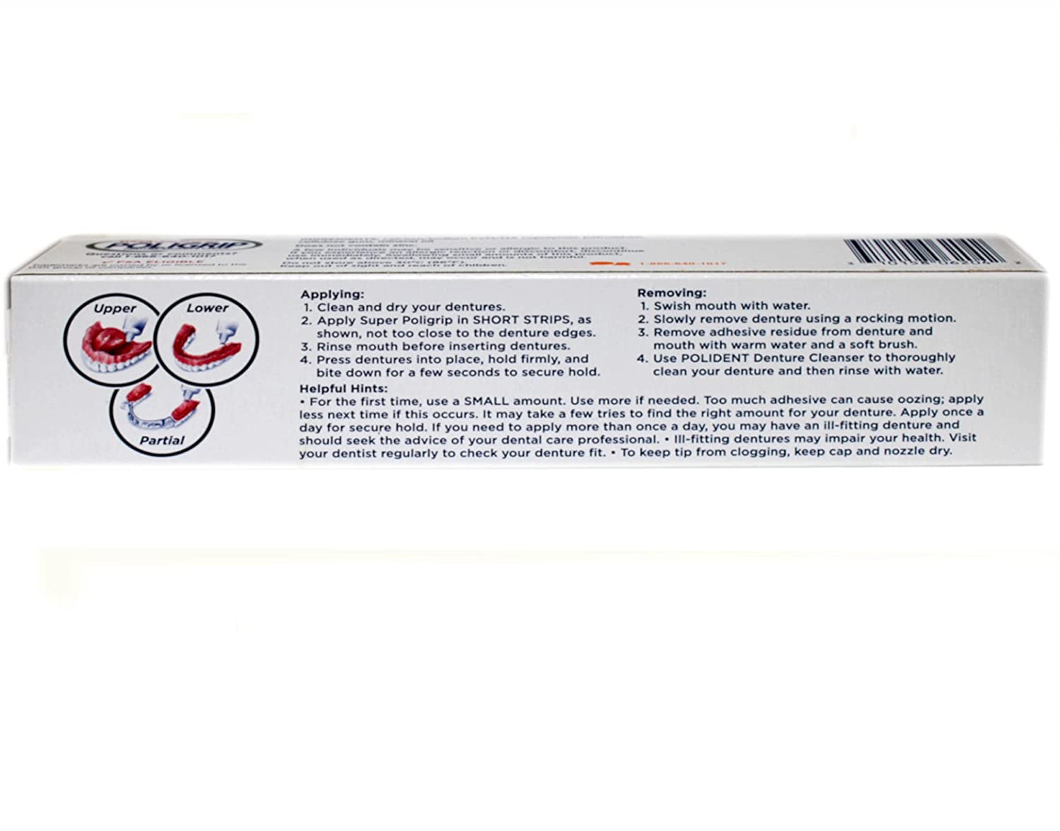 SUPER POLIGRIP Denture Adhesive Cream Original 2.40 oz ( Pack of 18)