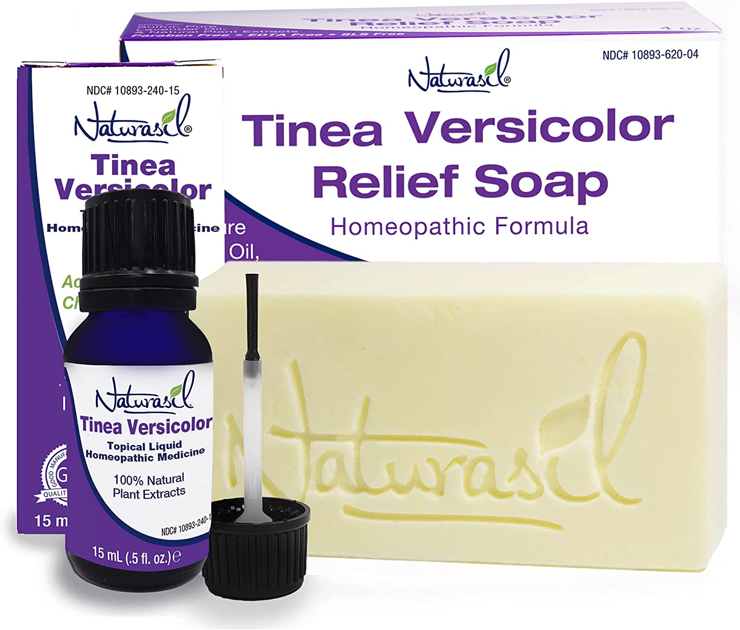 Naturasil Tinea Versicolor Treatment Value Pack | 4oz Tinea Versicolor 10% Sulfur Medicated Soap & 1