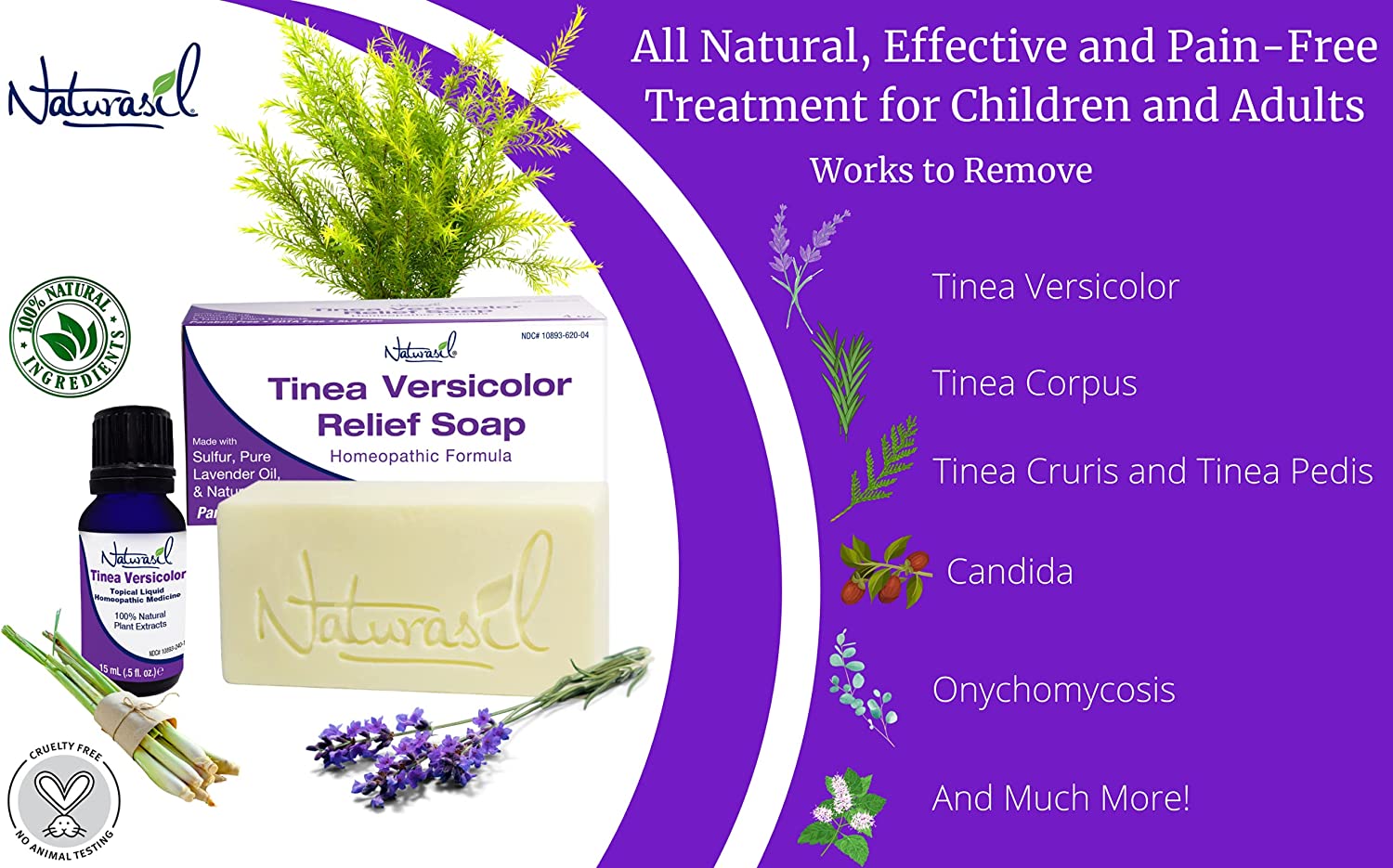 Naturasil Tinea Versicolor Treatment Value Pack | 4oz Tinea Versicolor 10% Sulfur Medicated Soap & 1