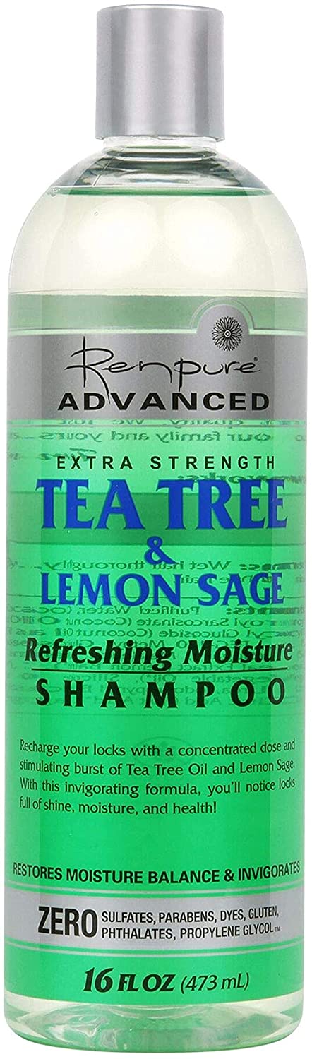 Renpure Advanced Tea Tree Lemon Sage Shampoo – Hydrating Coconut Oil, Lemon Sage, Tea Tree Oil for