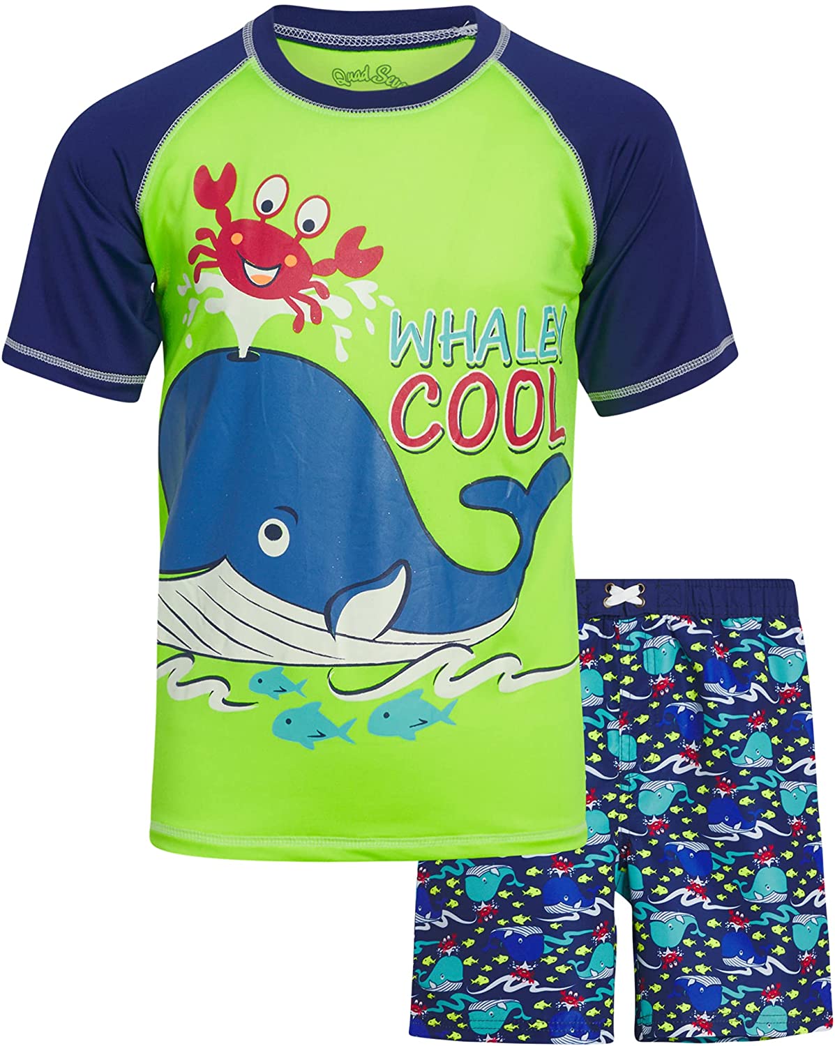 Quad Seven Boys 2-Piece Rash Guard and Trunk Swimsuit Set (Infant/Toddler/Little Boys)