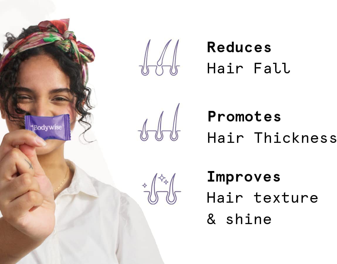 Veena Bodywise Biotin Hair Gummies | No Added Sugar | High Potency Biotin Supplements for Stronger H