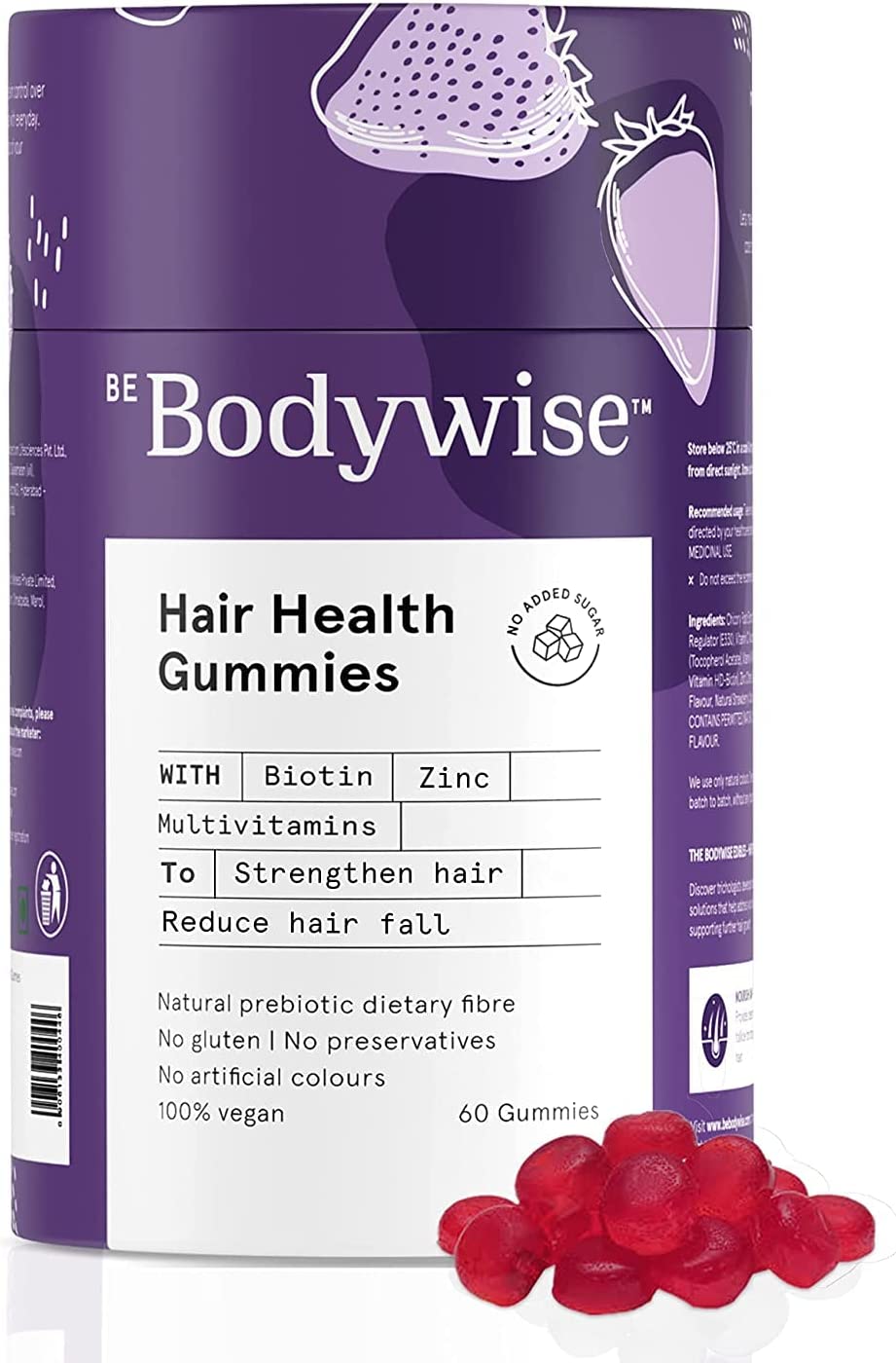 Veena Bodywise Biotin Hair Gummies | No Added Sugar | High Potency Biotin Supplements for Stronger H