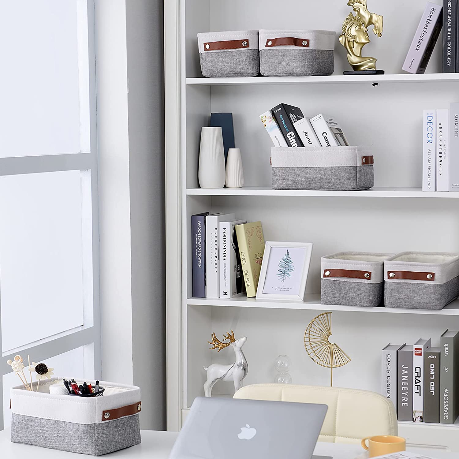 Alefar Fabric Storage Baskets for Organizing(6 Pack), Decorative Storage Set for Shelves, Large Fabr