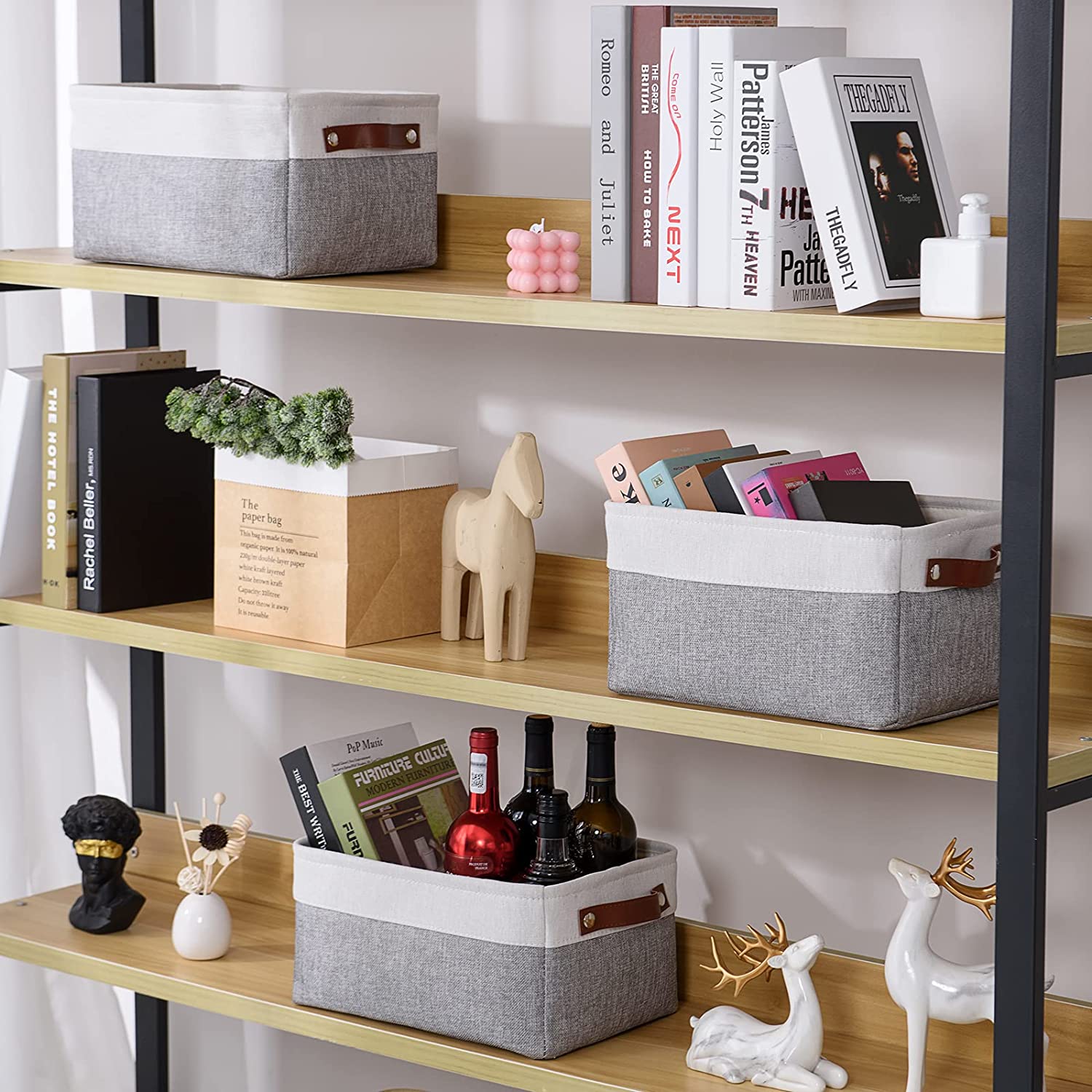 Alefar Fabric Storage Baskets for Organizing(6 Pack), Decorative Storage Set for Shelves, Large Fabr