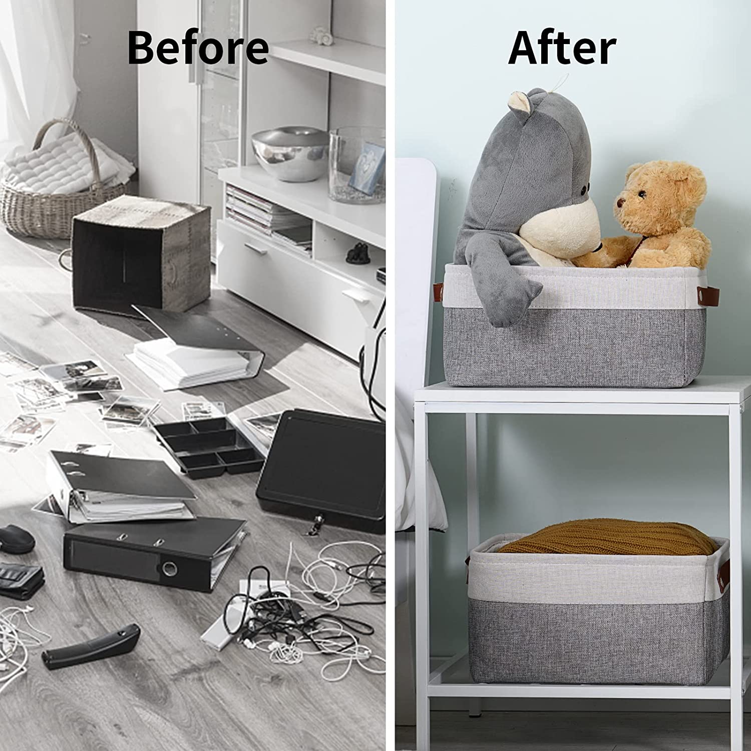 Alefar Fabric Storage Baskets for Organizing(6 Pack), Decorative Storage Set for Shelves, Large Fabr