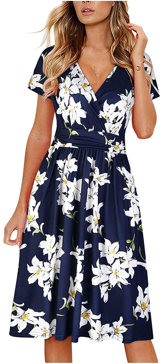 WYTong Women Summer Casual Sleeveless Mini Plain Pleated Tank Vest Dresses Beach Maxi Dress