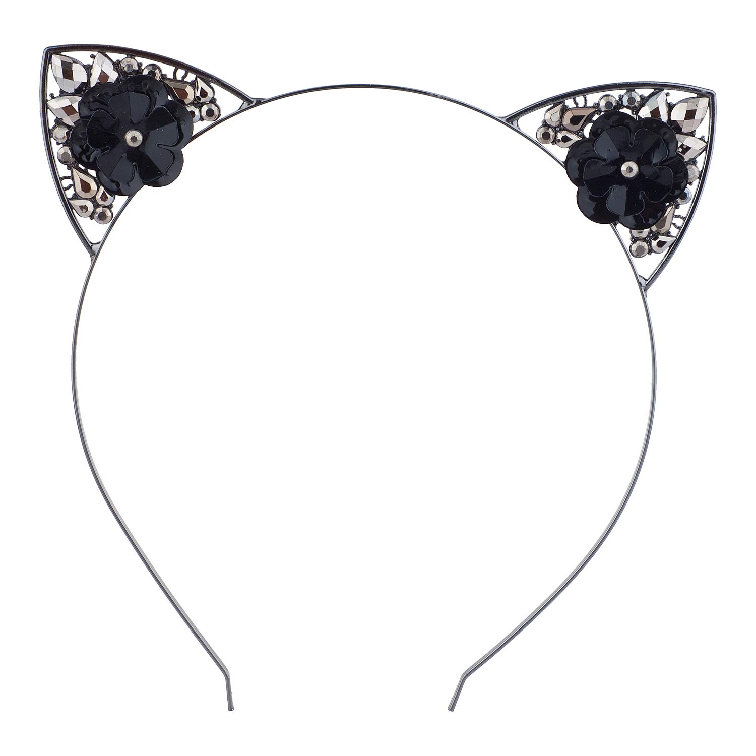 Lux Accessories Black Dark Crystal Teardrop Rhinestone Flower Fashion Headband