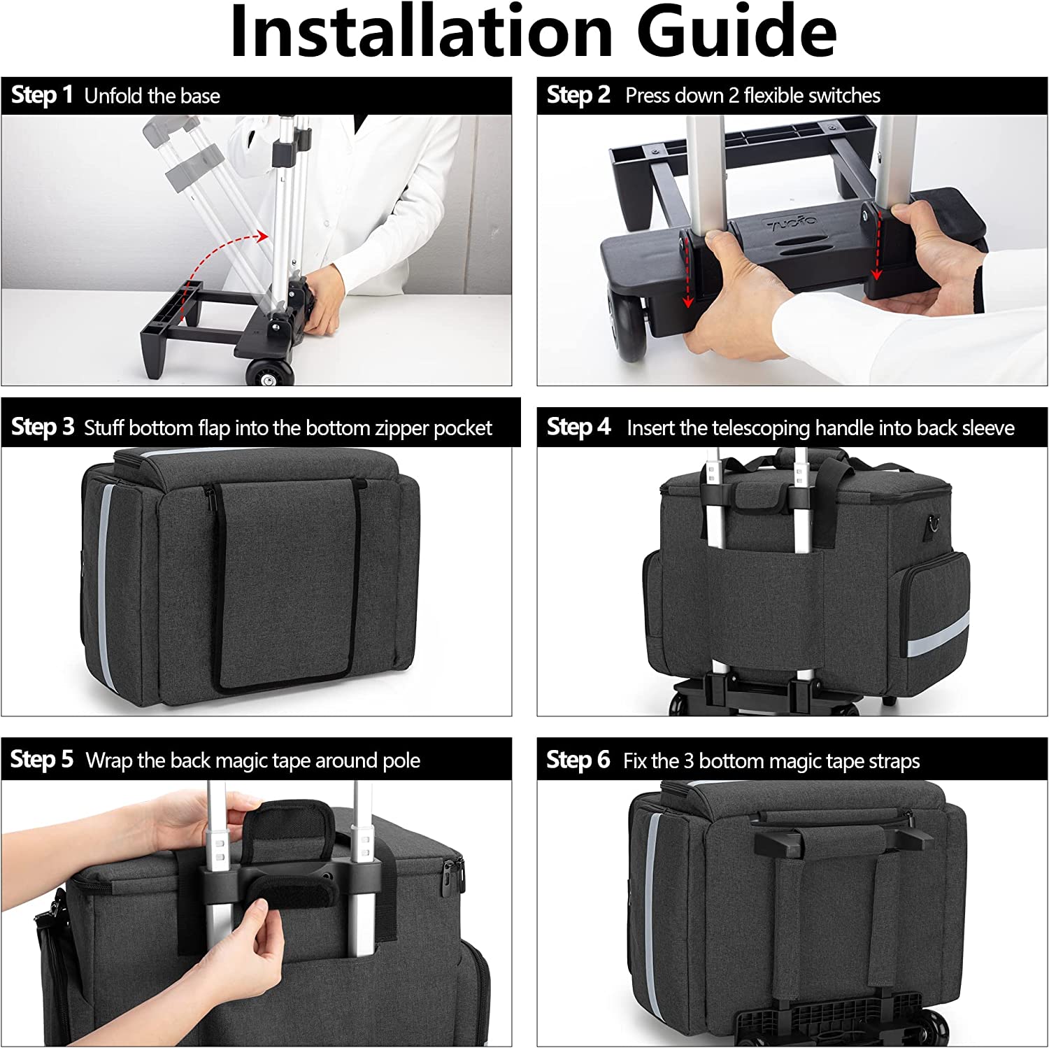 CURMIO Rolling Medical Bag with Wheels, First Aid Responder Bag Empty for Home Health Nurses, Doctor