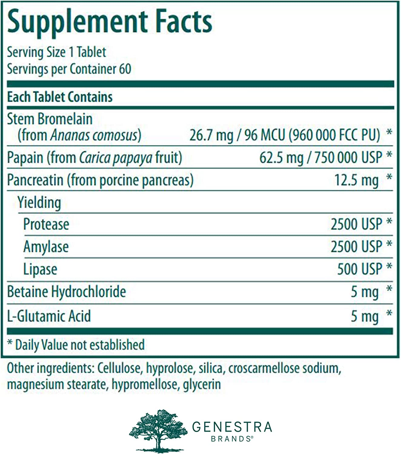 Genestra Brands Bromelain Papain + | Multi Enzymatic Formulation in Tablet Format | 60 Tablets