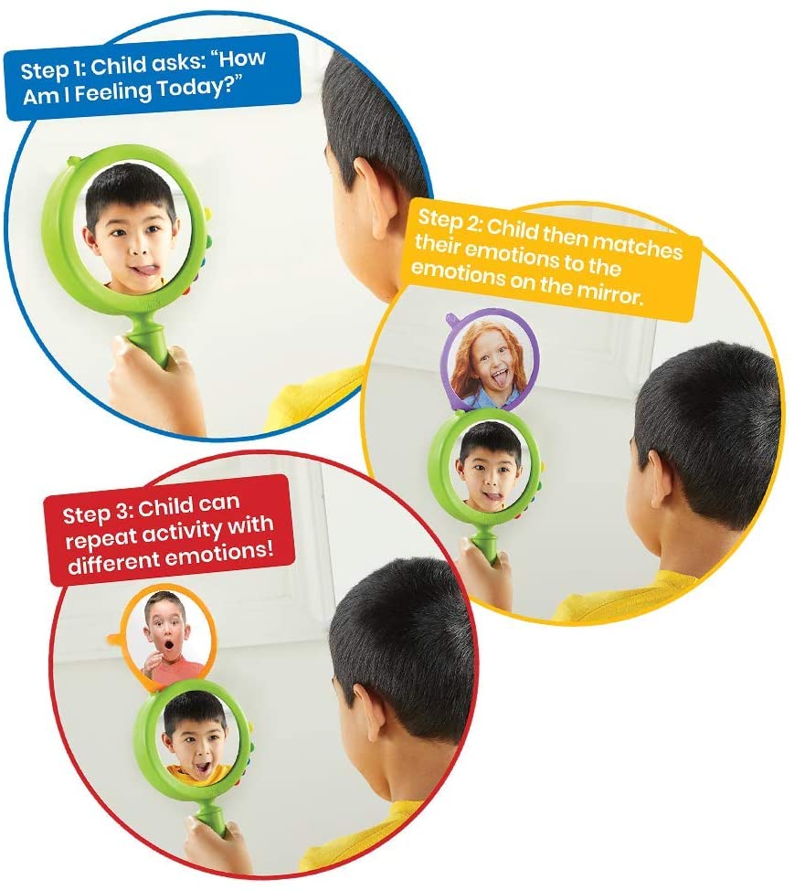 hand2mind See My Feelings Mirror, Social Emotional Learning Shatterproof Mirror for Kids, Anger Mana