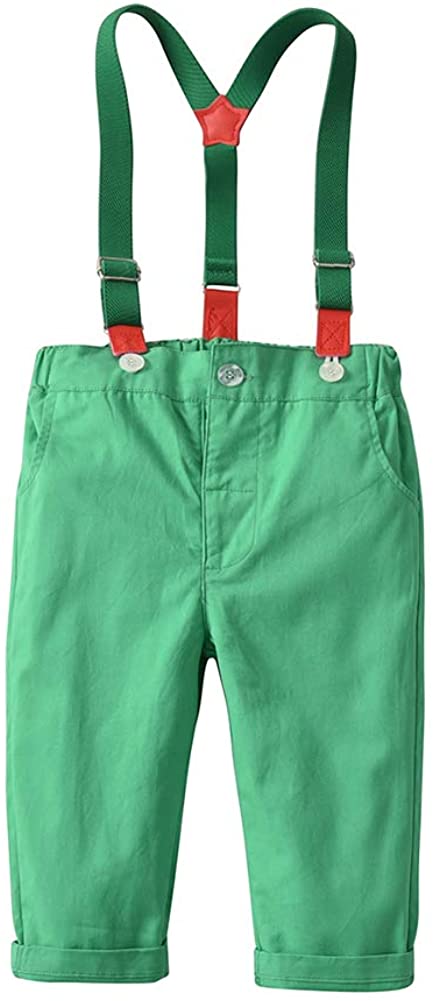 Fairy Baby Toddler Baby Boys Christmas Gentleman Outfit Bow Tie Shirt+ Suspender Pant Clothes Sets I