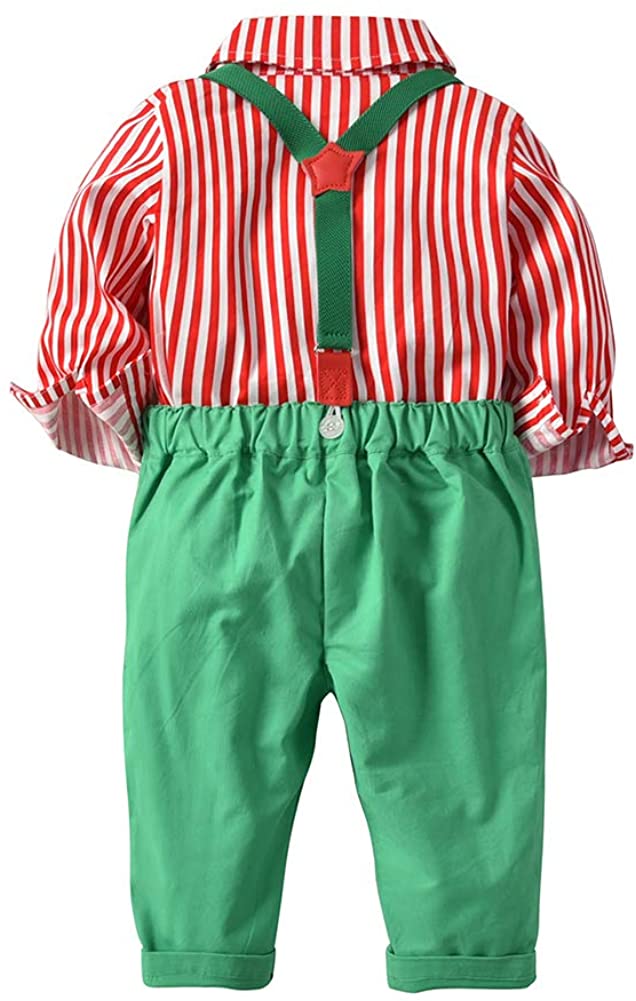 Fairy Baby Toddler Baby Boys Christmas Gentleman Outfit Bow Tie Shirt+ Suspender Pant Clothes Sets I