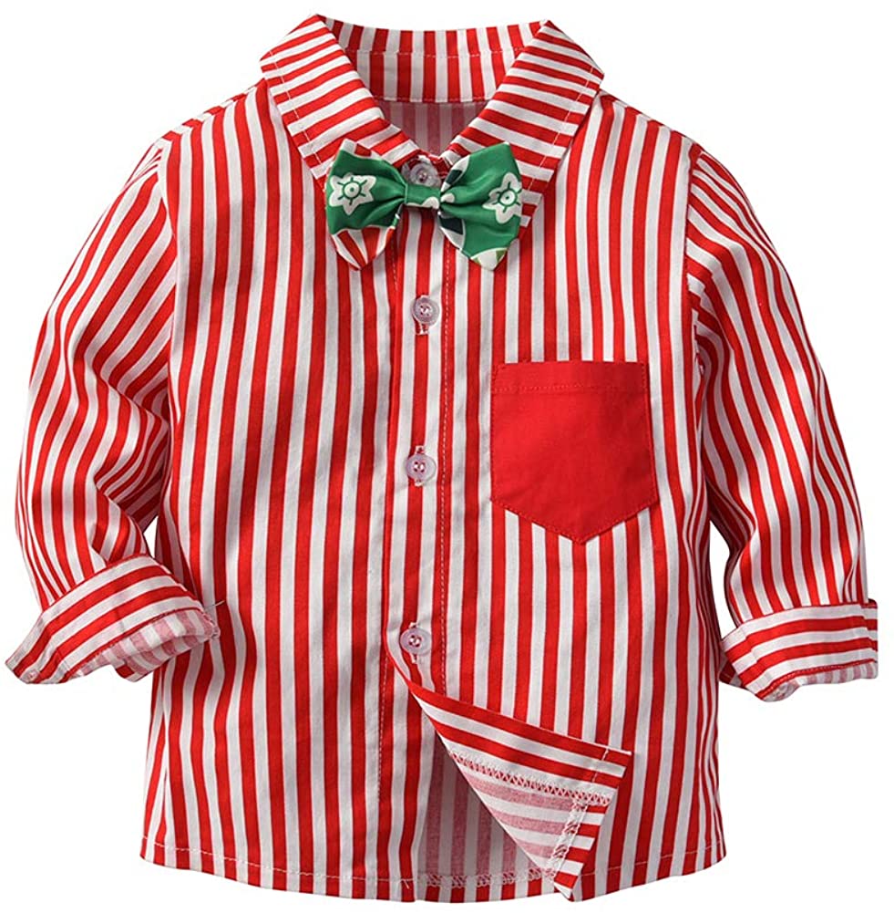 Fairy Baby Toddler Baby Boys Christmas Gentleman Outfit Bow Tie Shirt+ Suspender Pant Clothes Sets I