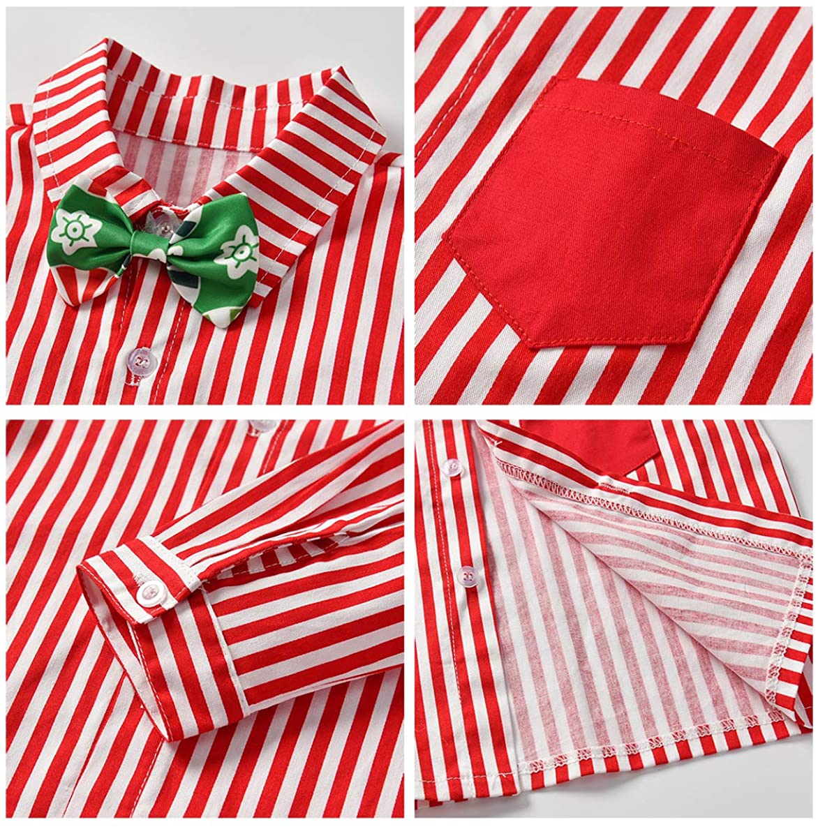Fairy Baby Toddler Baby Boys Christmas Gentleman Outfit Bow Tie Shirt+ Suspender Pant Clothes Sets I