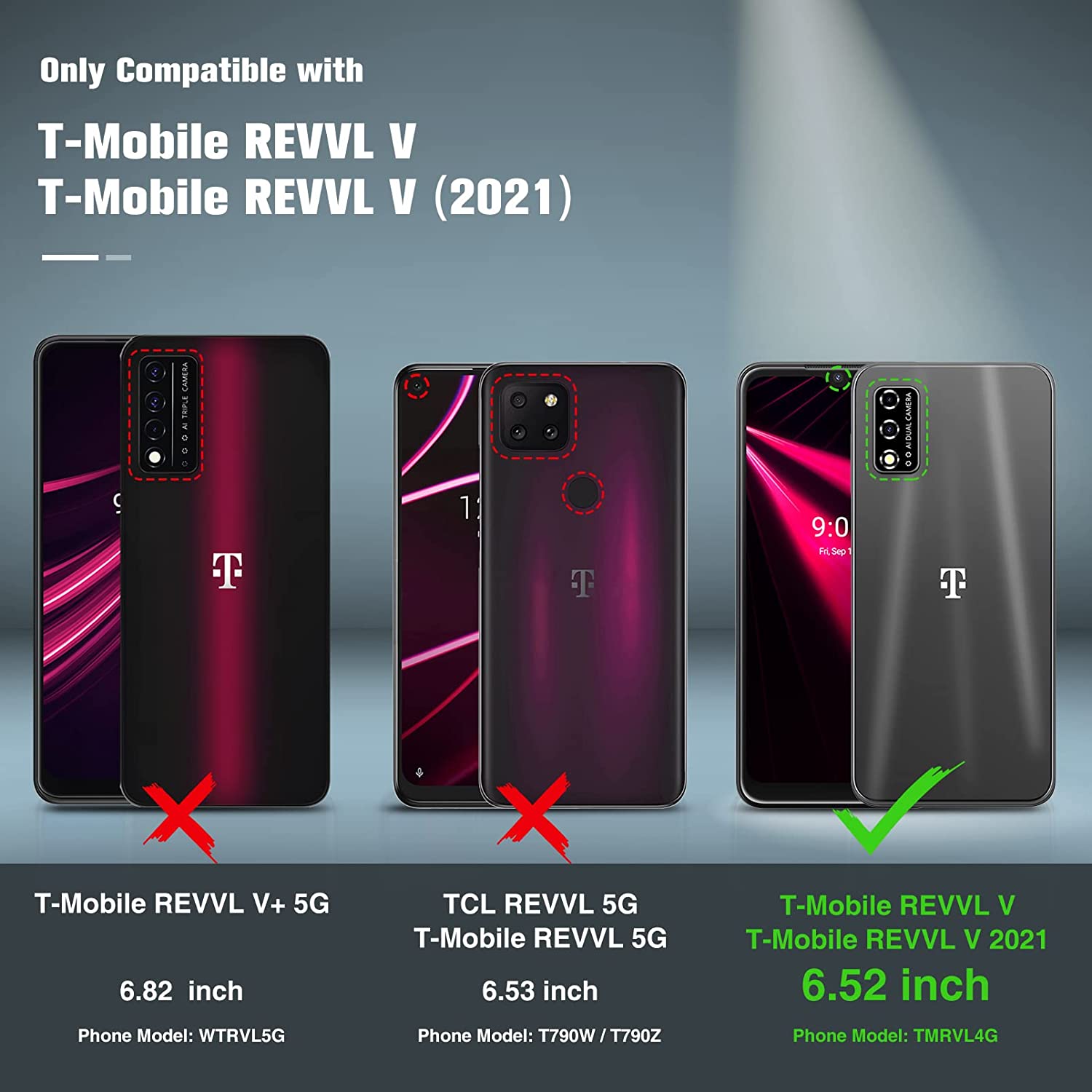 for T-Mobile REVVL V 2021 Case: Dual Layer Protective Heavy Duty Cell Phone Cover Shockproof Rugged 