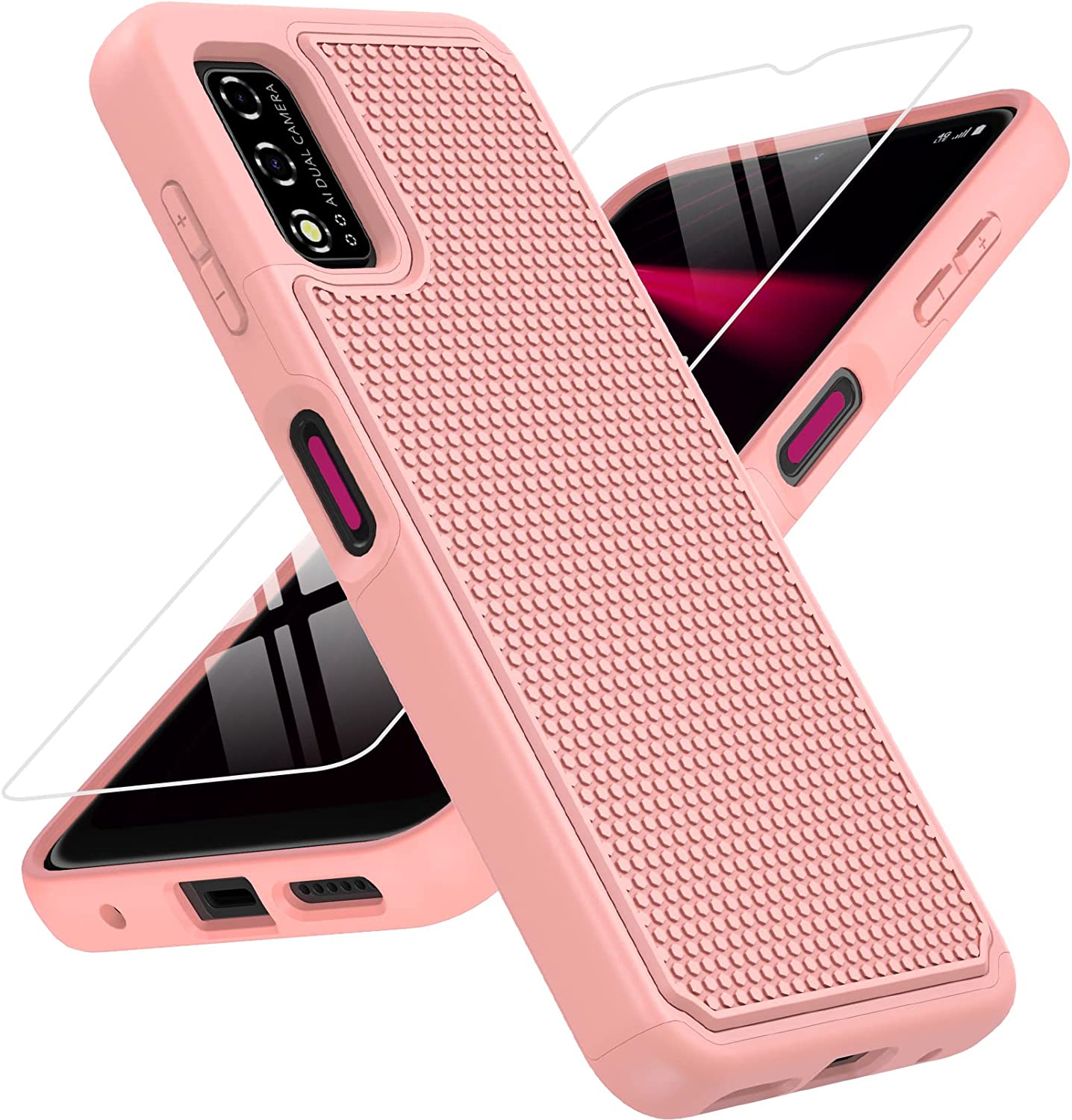 for T-Mobile REVVL V 2021 Case: Dual Layer Protective Heavy Duty Cell Phone Cover Shockproof Rugged 
