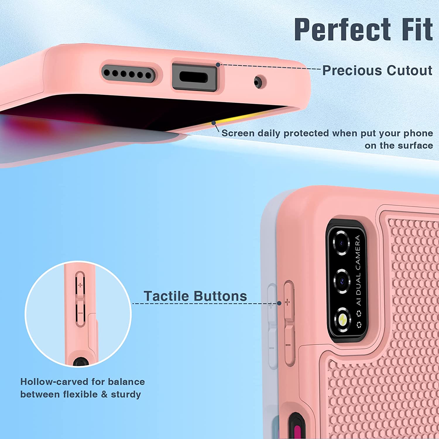 for T-Mobile REVVL V 2021 Case: Dual Layer Protective Heavy Duty Cell Phone Cover Shockproof Rugged 