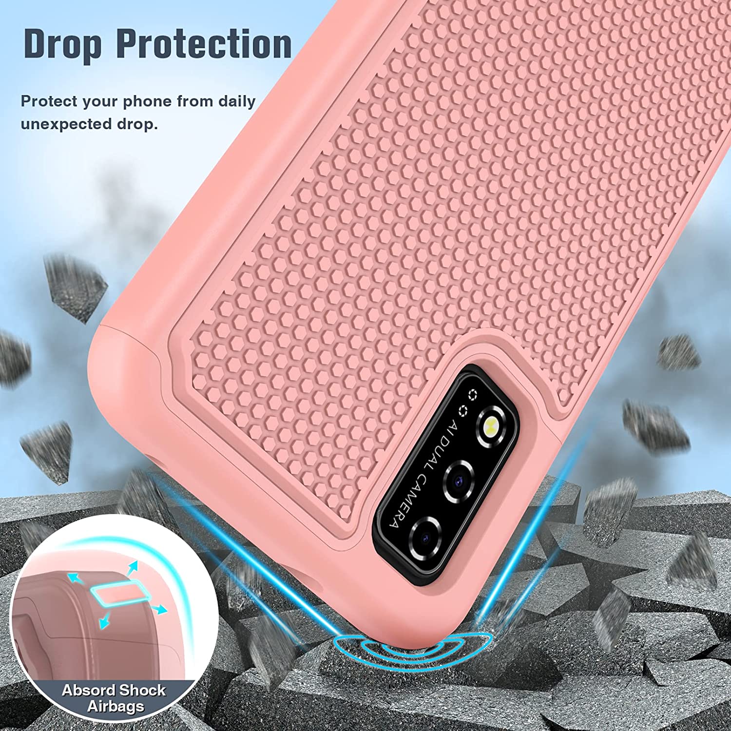 for T-Mobile REVVL V 2021 Case: Dual Layer Protective Heavy Duty Cell Phone Cover Shockproof Rugged 