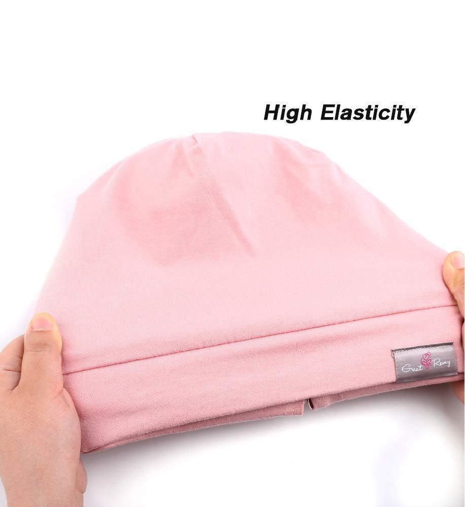 Greatremy Beanie Kids Silky Satin Lined Hair Bonnet Sleep Cap-Adjustable Elastic Band Slouchy Cotton