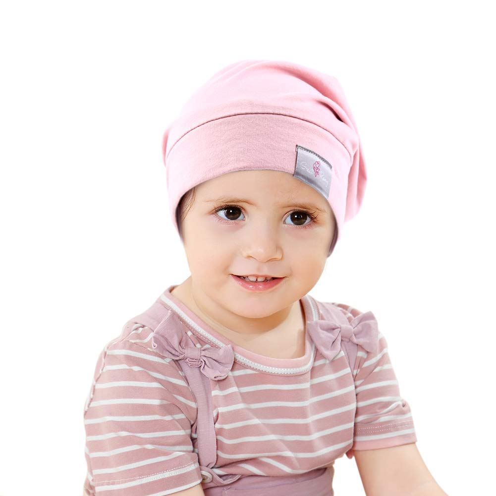 Greatremy Beanie Kids Silky Satin Lined Hair Bonnet Sleep Cap-Adjustable Elastic Band Slouchy Cotton