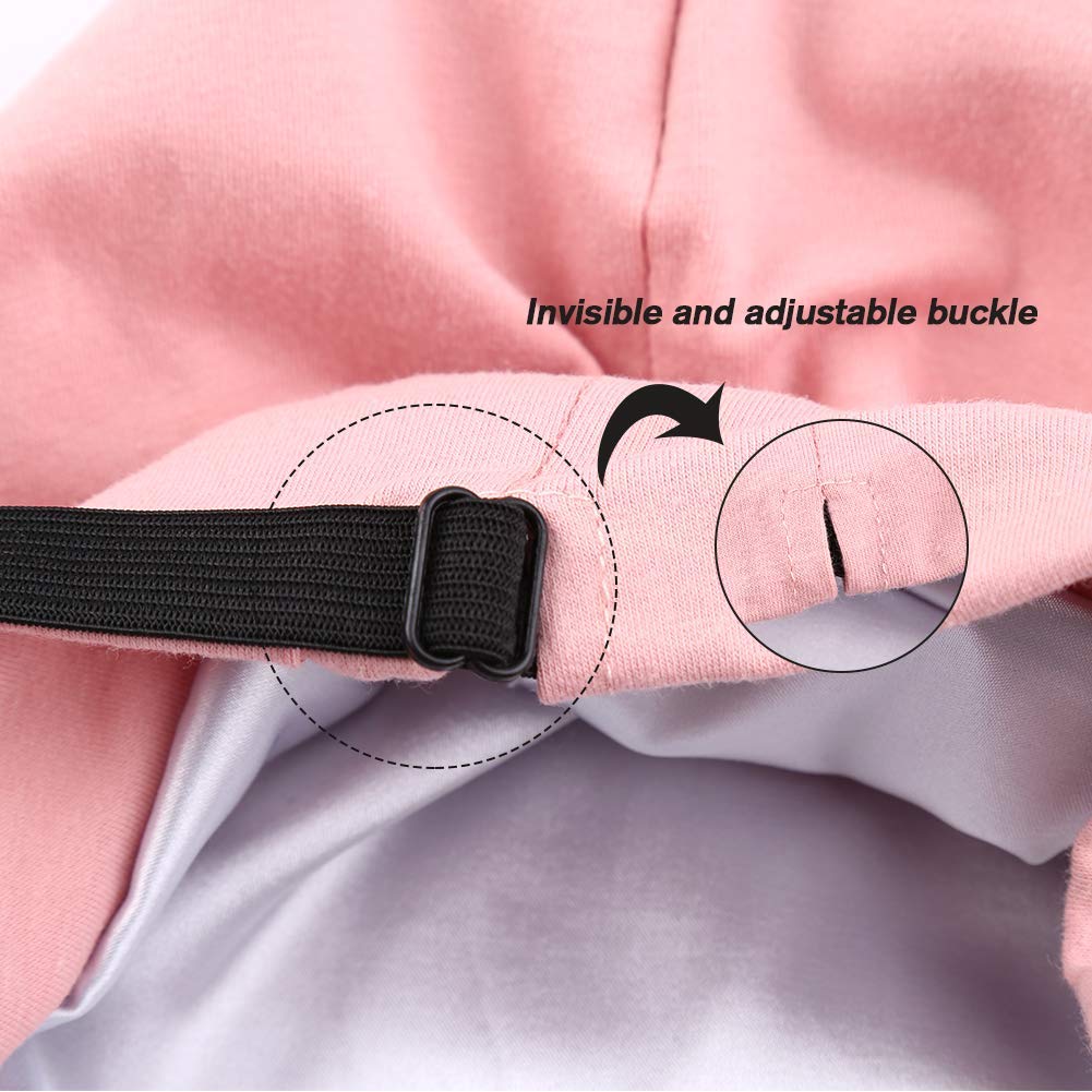 Greatremy Beanie Kids Silky Satin Lined Hair Bonnet Sleep Cap-Adjustable Elastic Band Slouchy Cotton