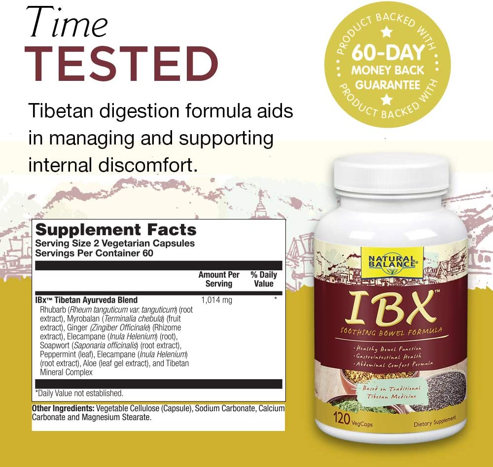 Natural Balance IBX Soothing Bowel Formula | Supports Digestive Health | 120 Veggie Caps