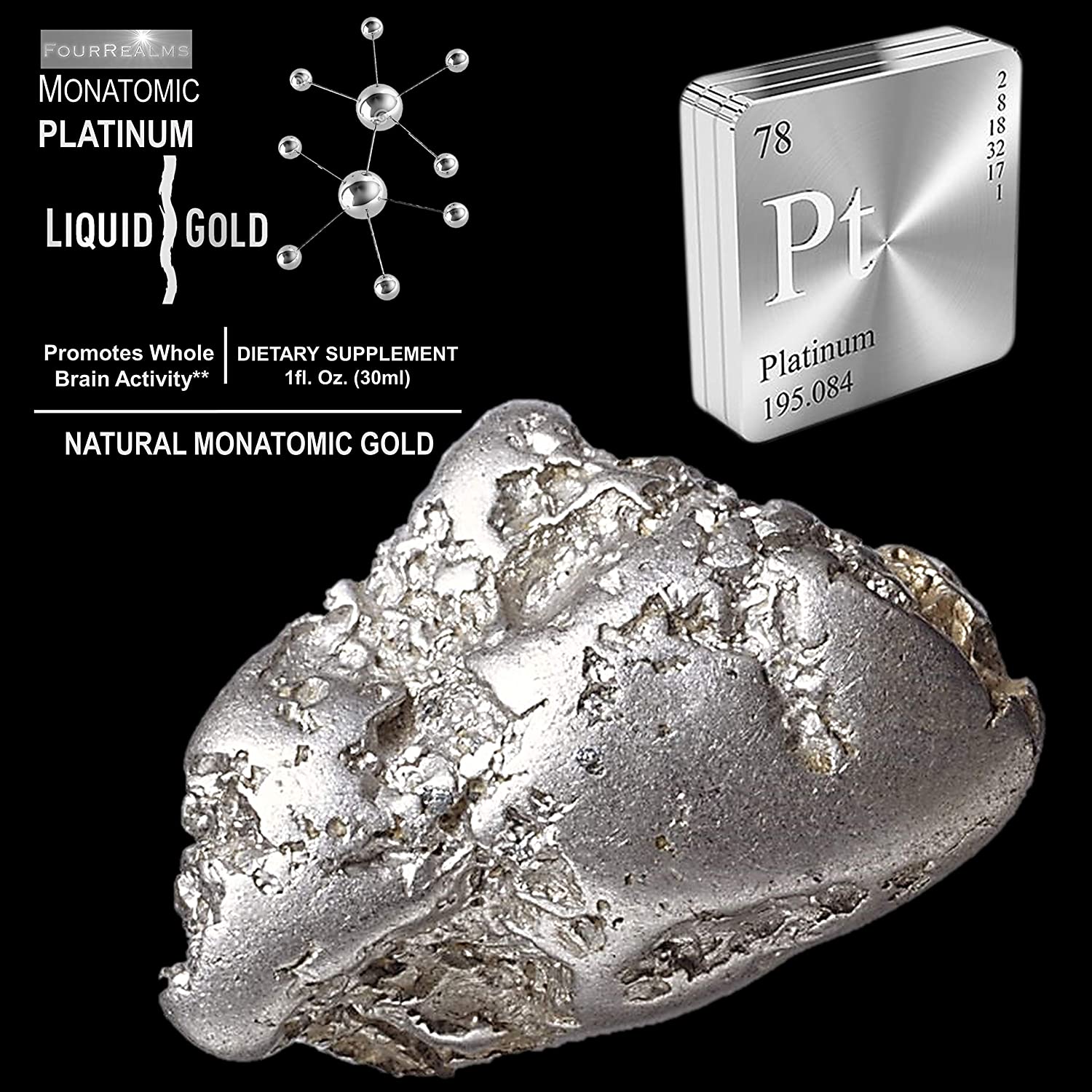 Mono Atomic ORMUS Gold - Monoatomic Platinum Gold, Monatomic Gold, Orme 1oz - Memory AID, Heal DNA, 