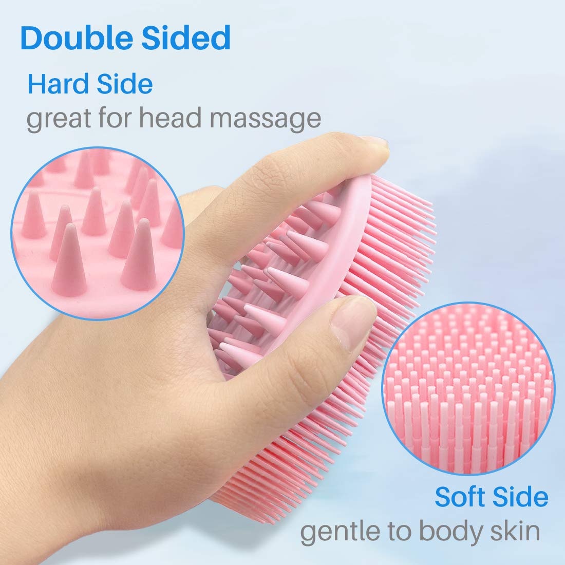 Kalevel Silicone Body Brush 2 Pack Exfoliating Bath Scrubber Hair Shampoo Massager Body Shower Brush