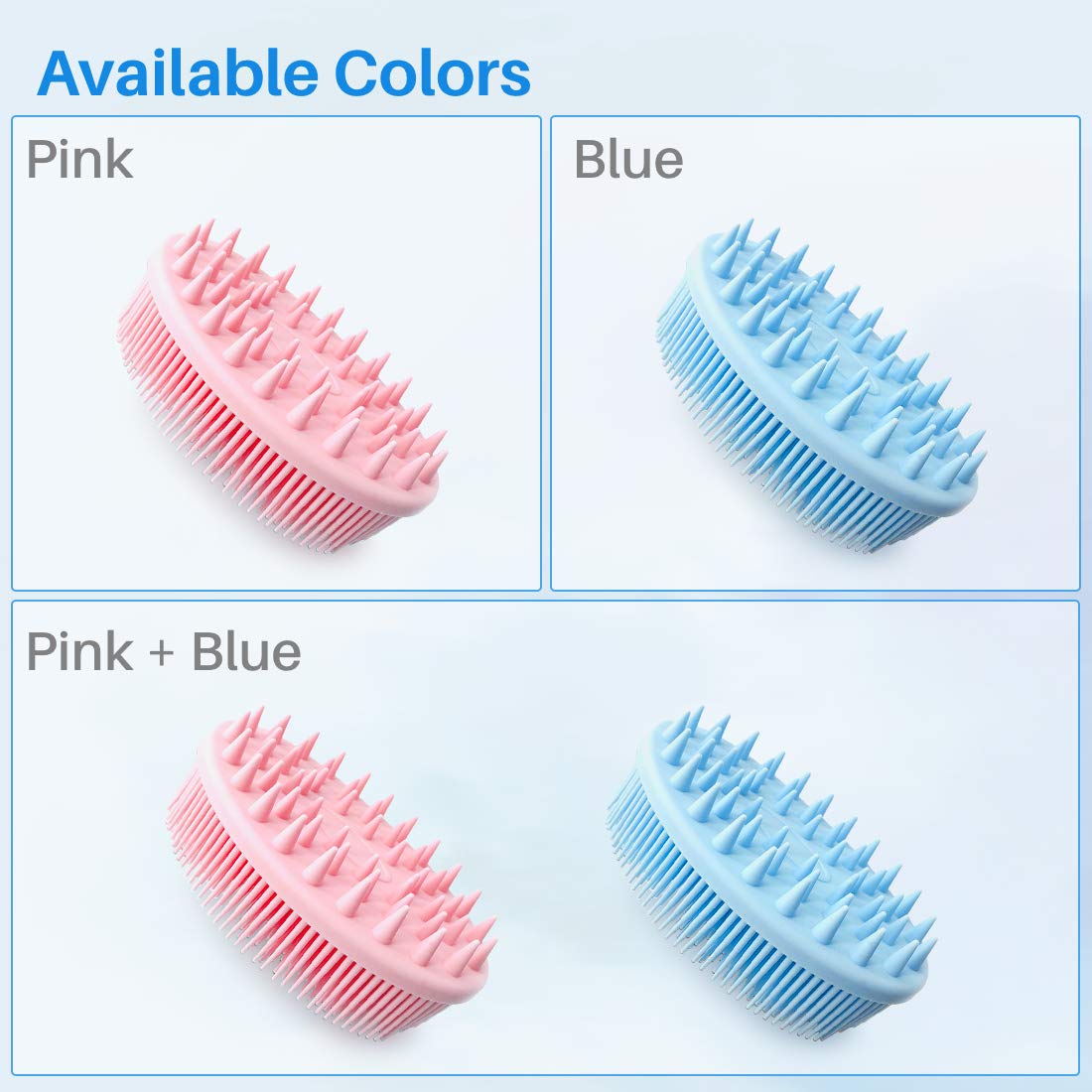 Kalevel Silicone Body Brush 2 Pack Exfoliating Bath Scrubber Hair Shampoo Massager Body Shower Brush