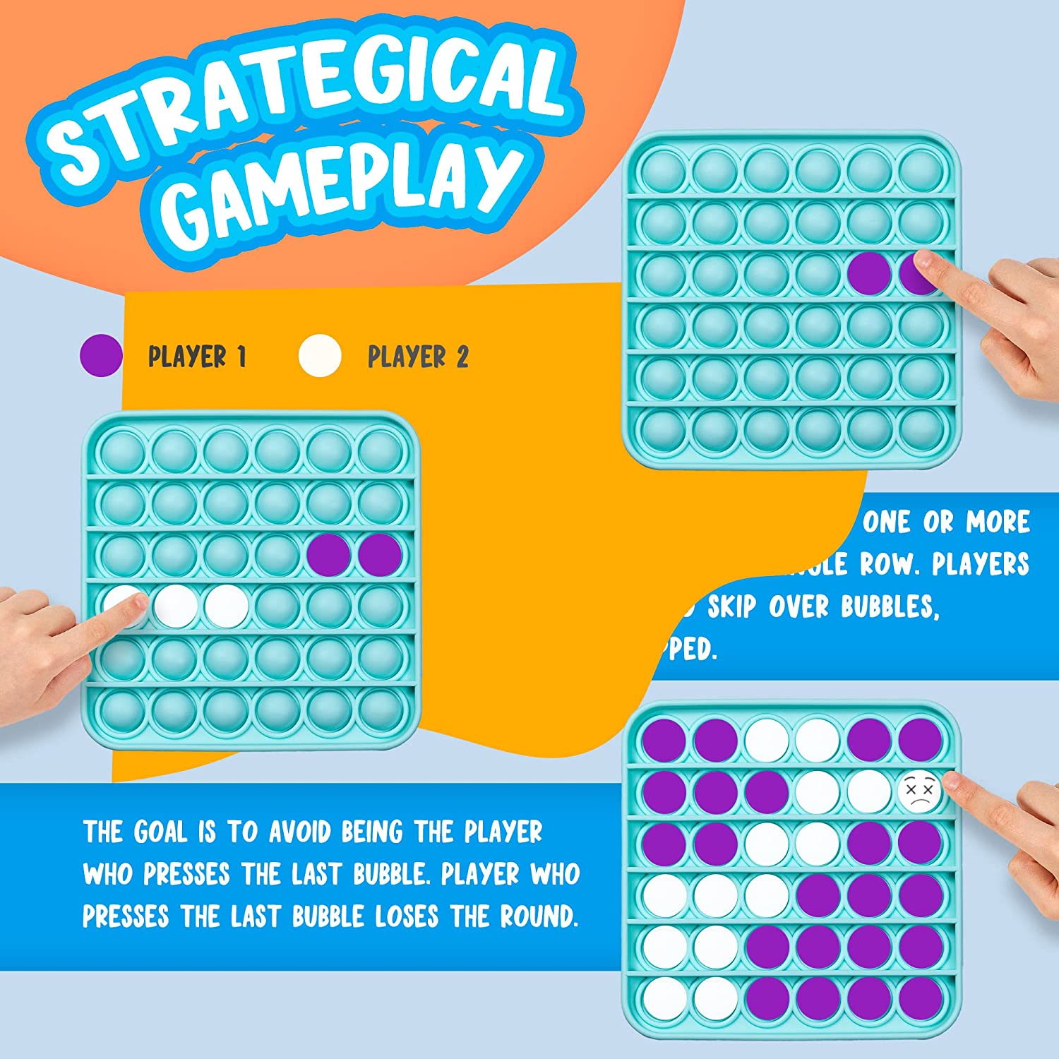 Push Pop Bubble Sensory Fidget Toy, 12-Pack Poppers Fidget Toy, Square, Heart, Round, Octagon, Paste