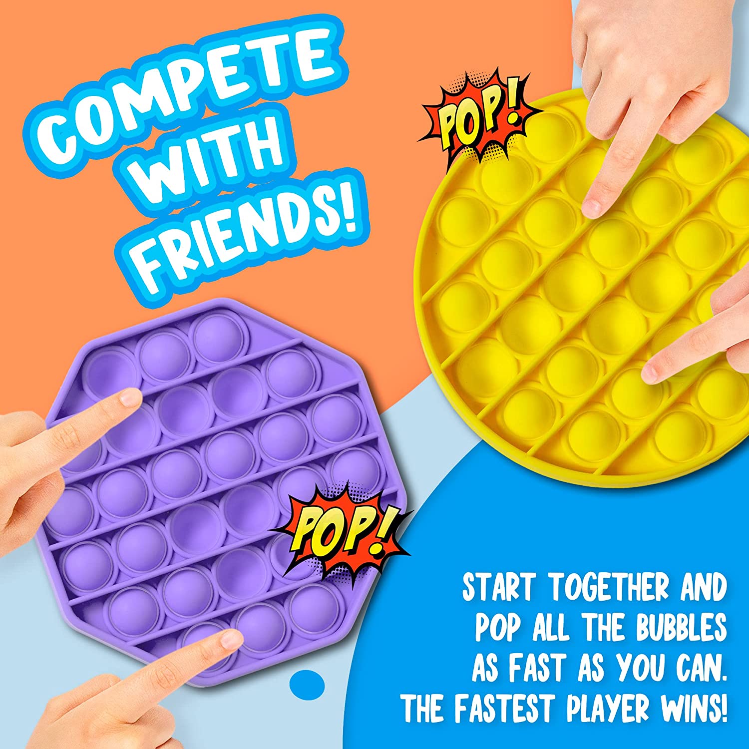 Push Pop Bubble Sensory Fidget Toy, 12-Pack Poppers Fidget Toy, Square, Heart, Round, Octagon, Paste