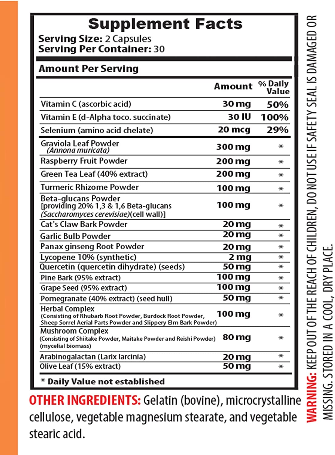 antioxidant Blend Supplement - Immune Support Complex 1550 MG - Green Tea Extract Alcohol Free - 1 B