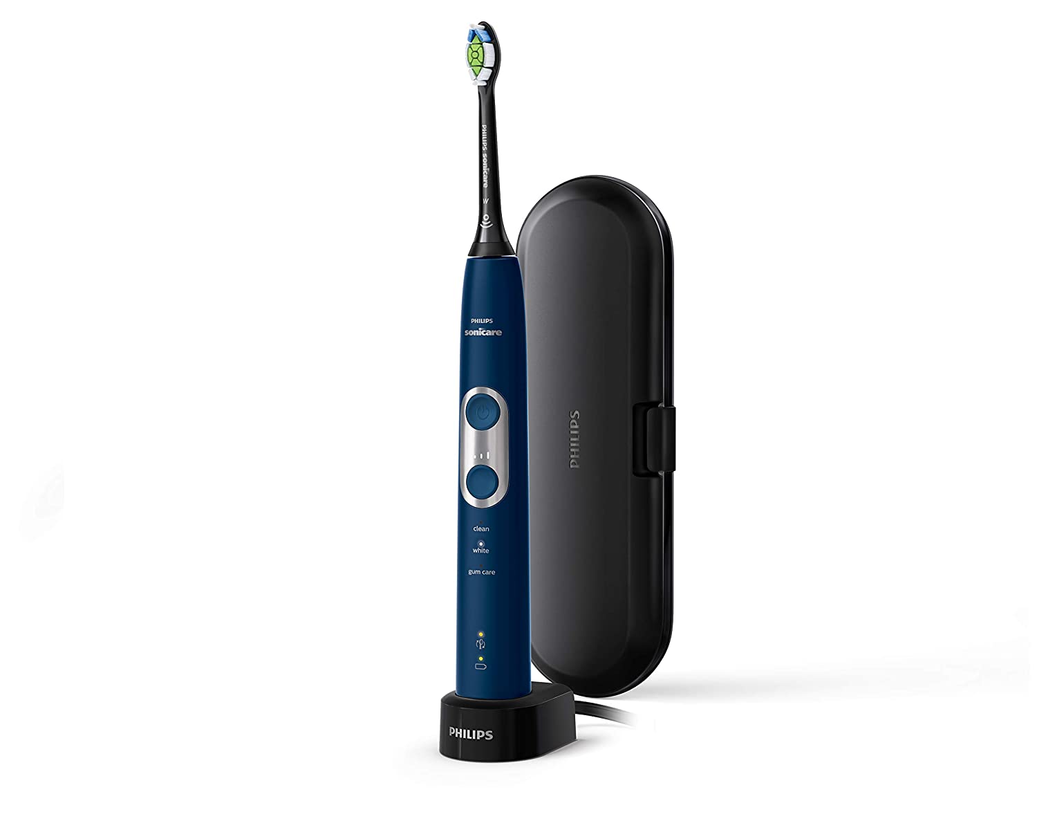 Philips Sonicare Protective Clean 6100 Navy Blue and 2 pack Premium Plaque Control Brush Head Bundle