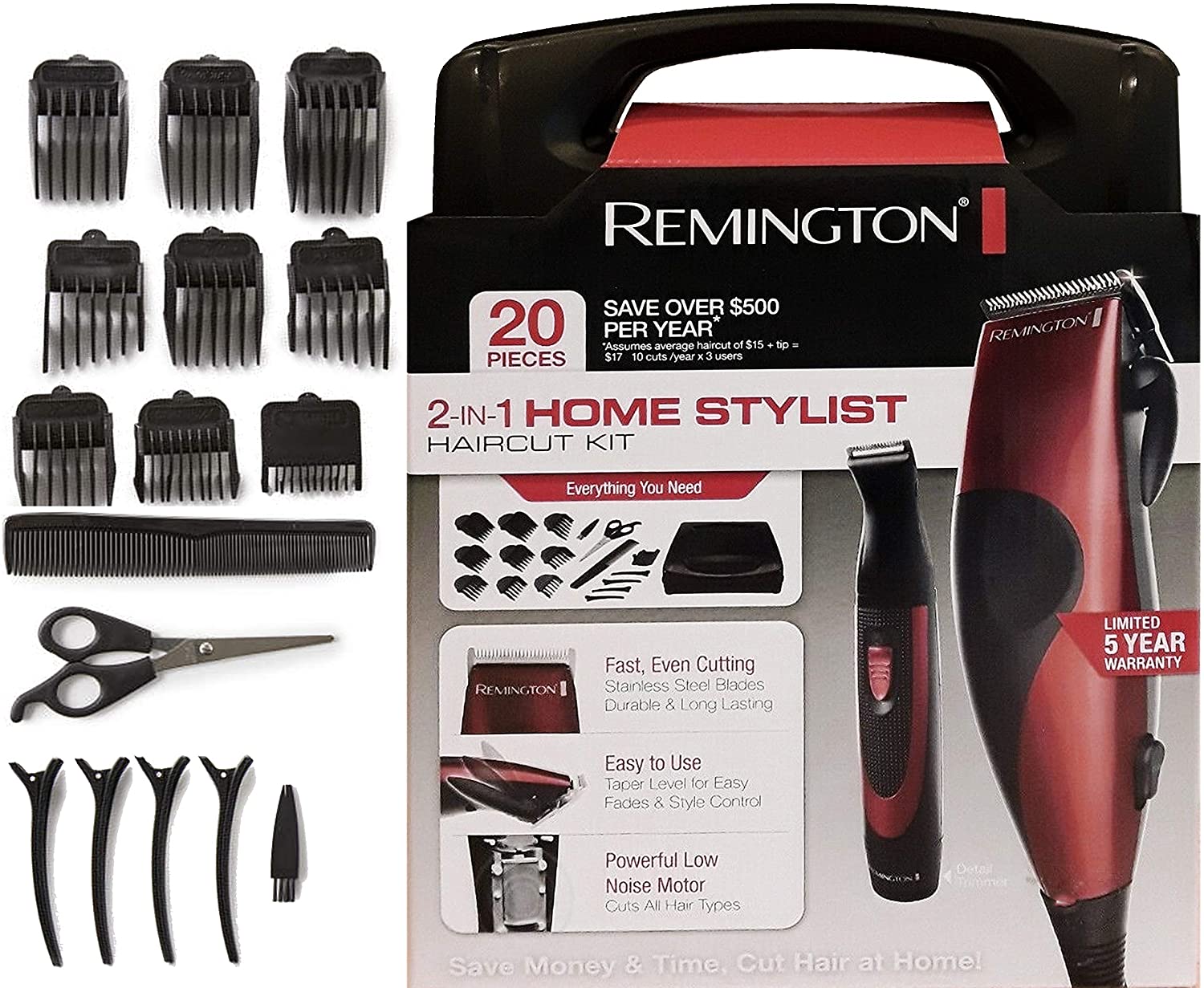 Remington HC1094 Home Barber Haircut Clipper Kit 14pc