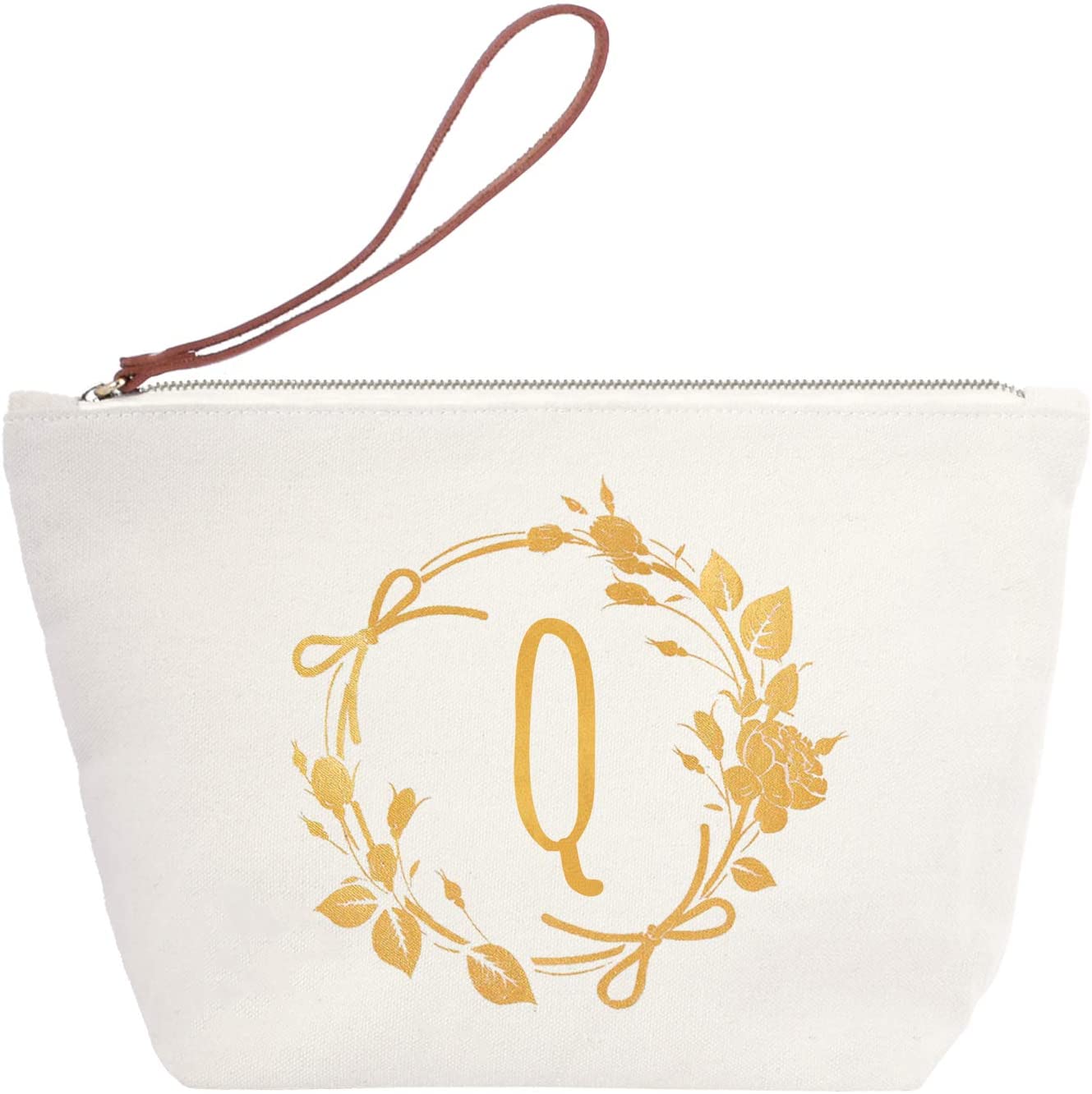 ElegantPark Monogrammed Gifts for Women Personalized Makeup Bag Monogram Q Initial Makeup Bag for We