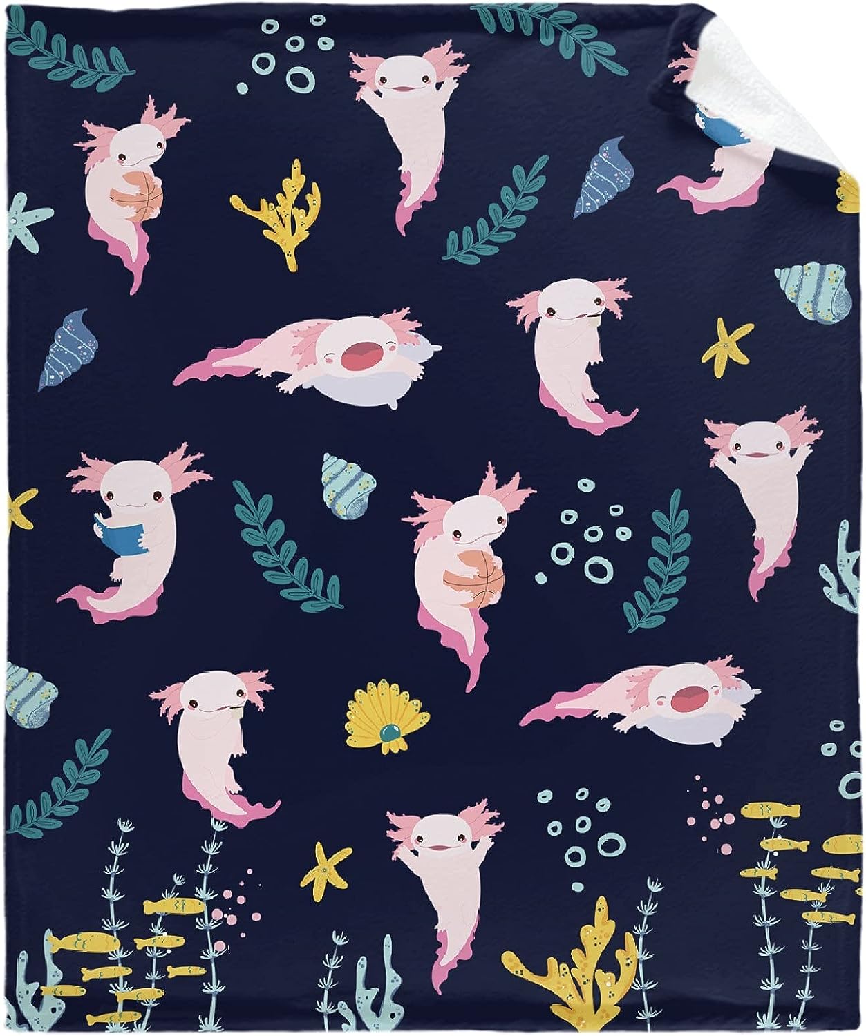 Cute Axolotl Throw Blanket Soft Flannel Fleece Velvet Plush Personalized Throws Fuzzy Warm Cozy Soft