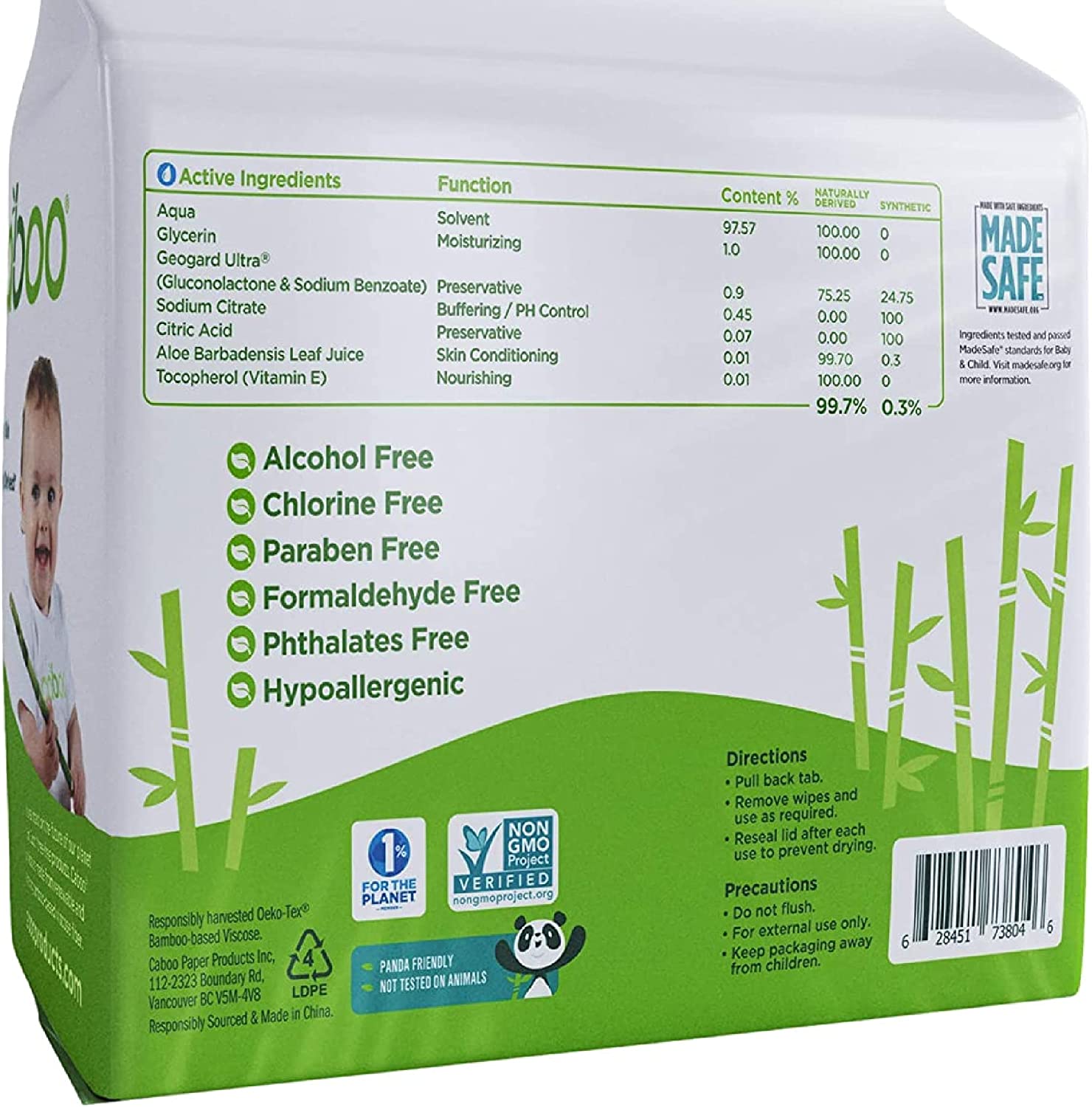 Caboo Tree Free Bamboo Baby Wipes, Eco-Friendly Naturally Derived Baby Wipes for Sensitive Skin, 8 R