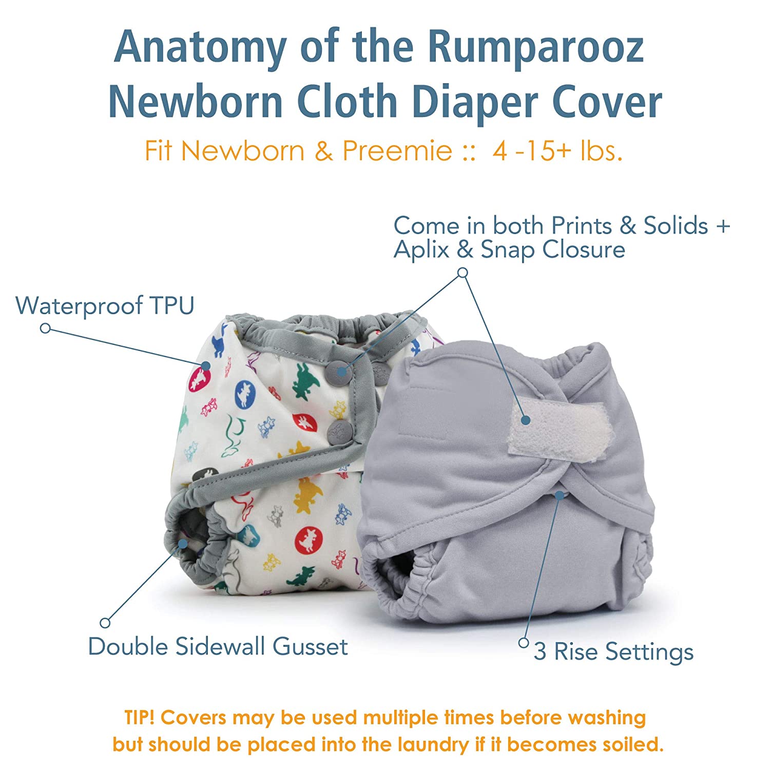 Kanga Care Rumparooz Newborn Reusable Cloth Diaper Cover Aplix Nautical 4-15lbs
