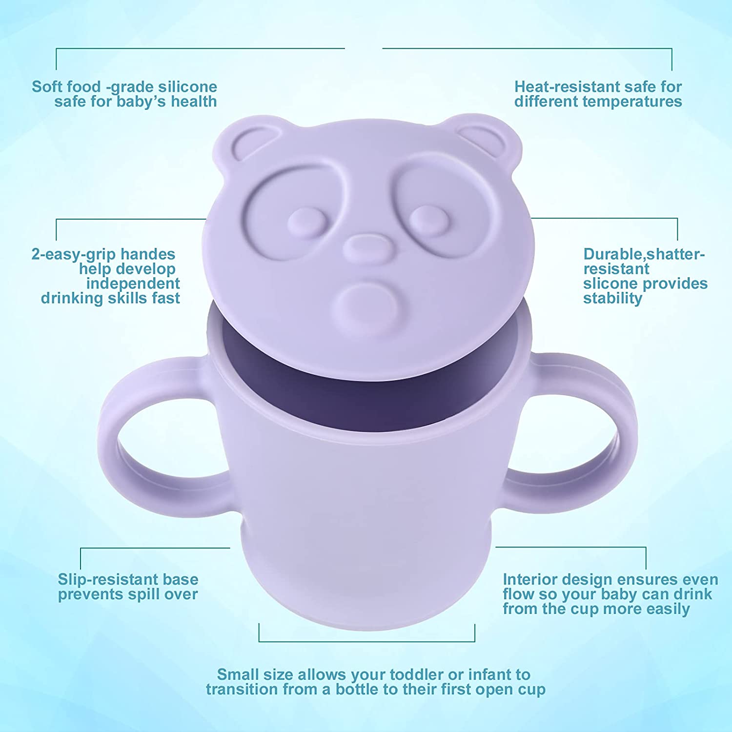 4 Pieces Transitional Training Silicone Baby Drinking Cups Toddlers Training Open Cup with Handle Si