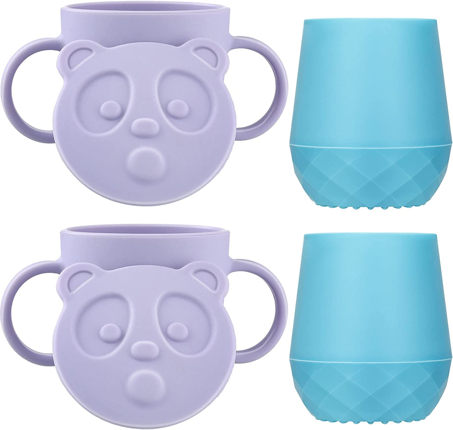 4 Pieces Transitional Training Silicone Baby Drinking Cups Toddlers Training Open Cup with Handle Si