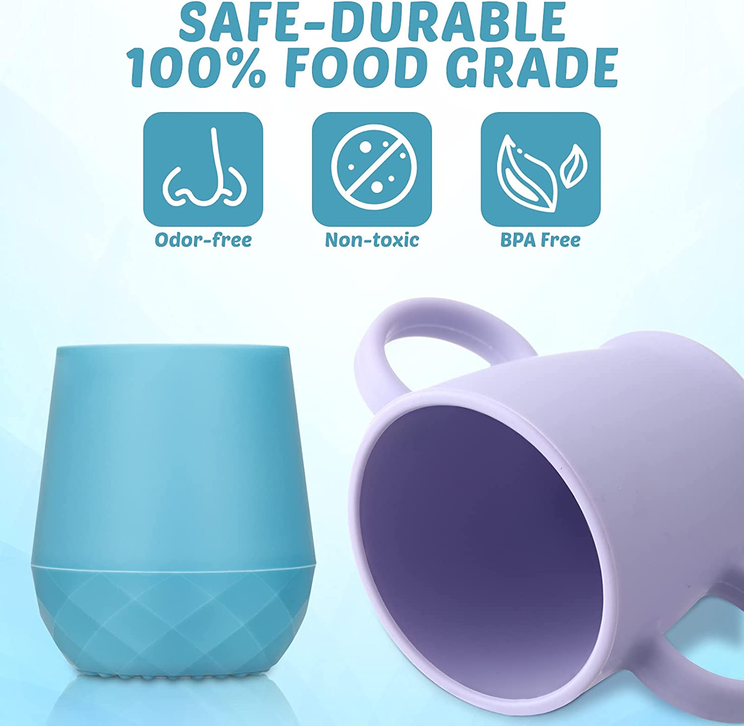 4 Pieces Transitional Training Silicone Baby Drinking Cups Toddlers Training Open Cup with Handle Si