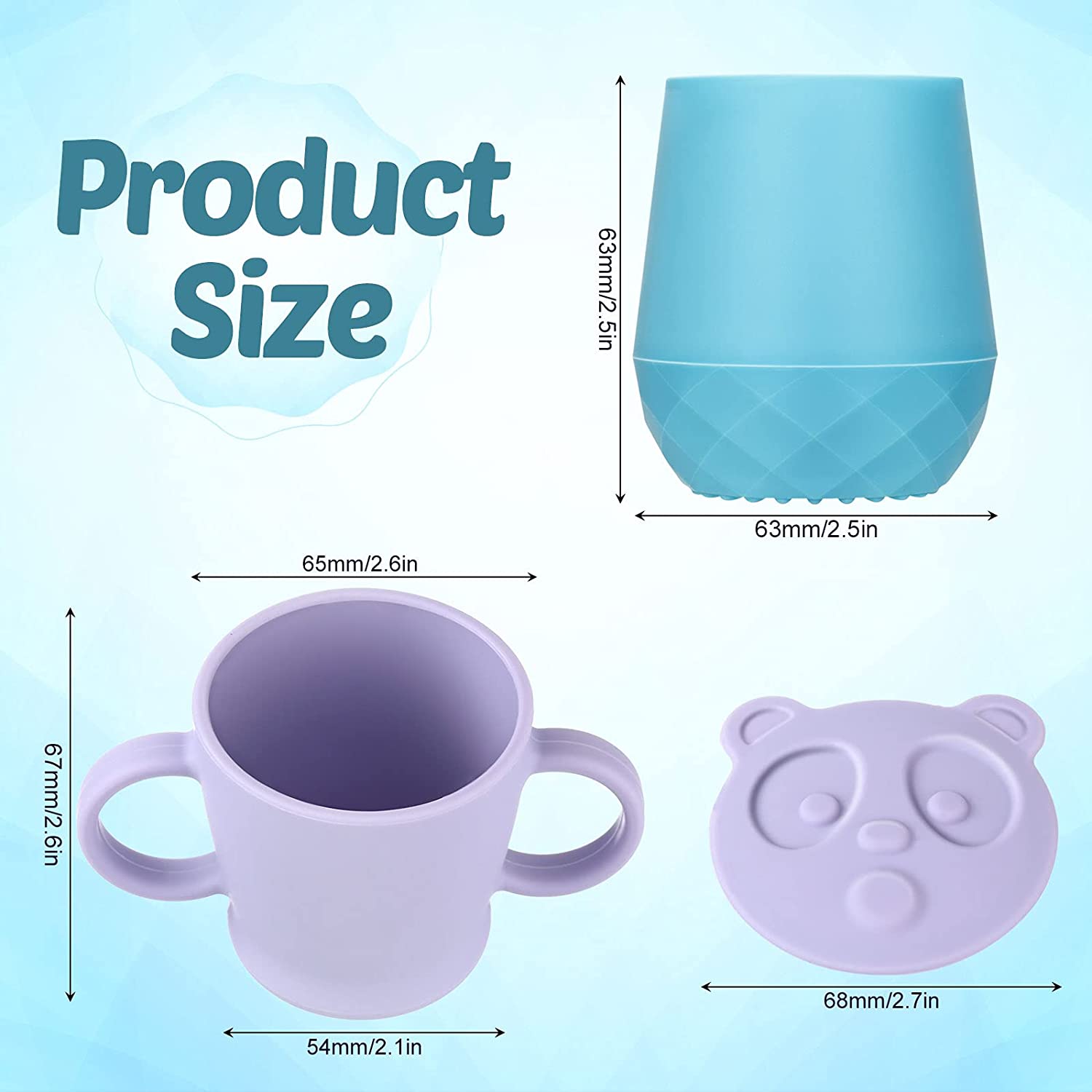 4 Pieces Transitional Training Silicone Baby Drinking Cups Toddlers Training Open Cup with Handle Si
