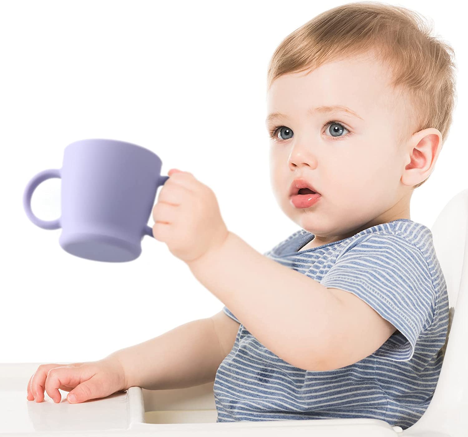 4 Pieces Transitional Training Silicone Baby Drinking Cups Toddlers Training Open Cup with Handle Si