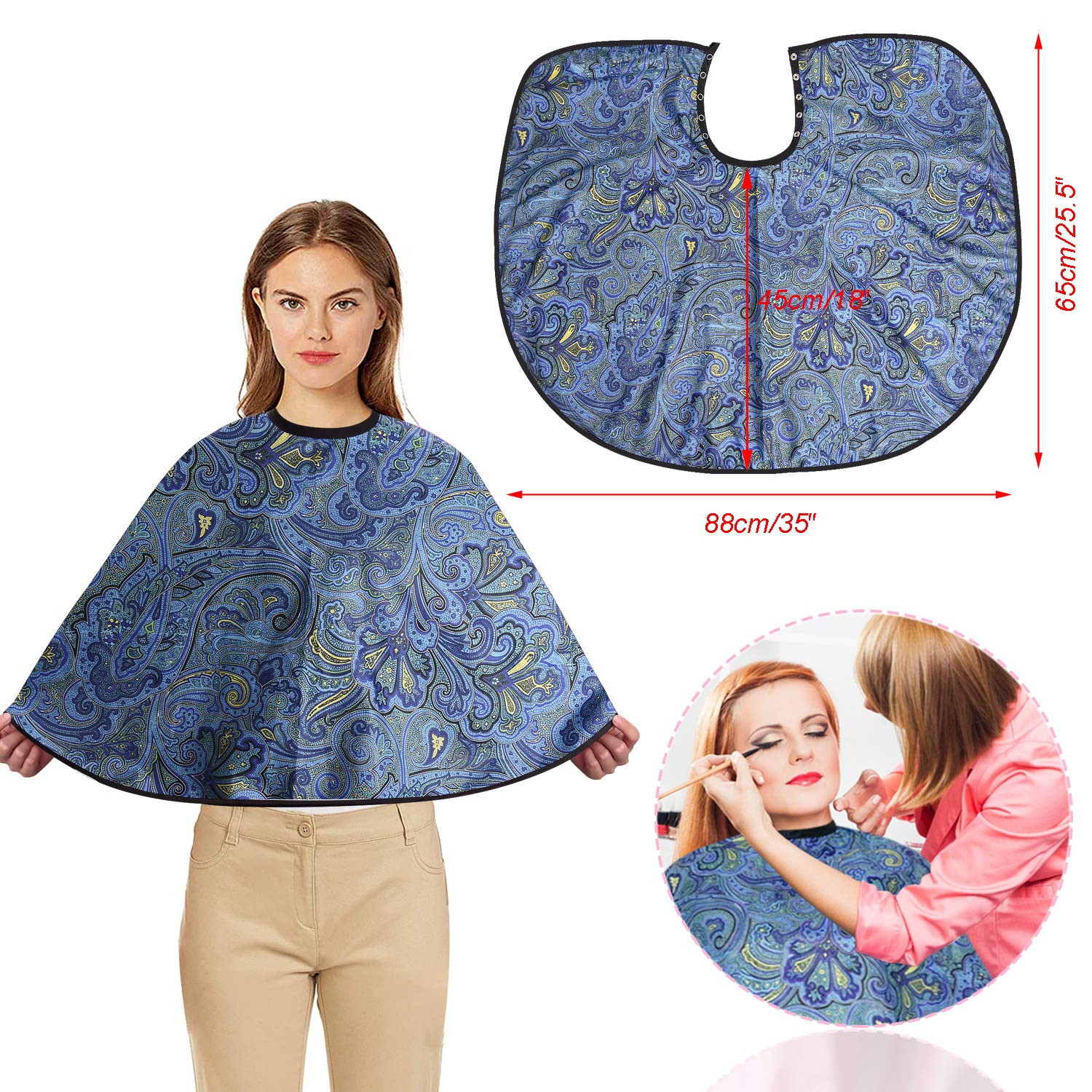 Noverlife Bohemian Makeup Cape, Shortie Makeover Comb-Out Cape, Beauty Salon Smock for Clients, Ligh